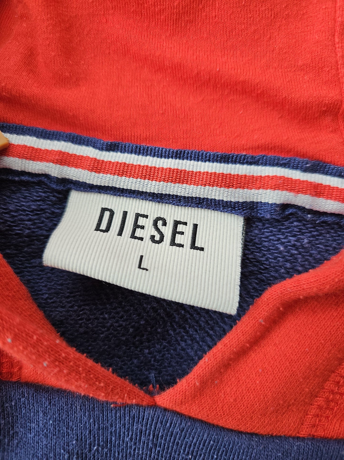 Womens Diesel Big Spellout Navy/Red/White Pullover Hoodie - L/Large