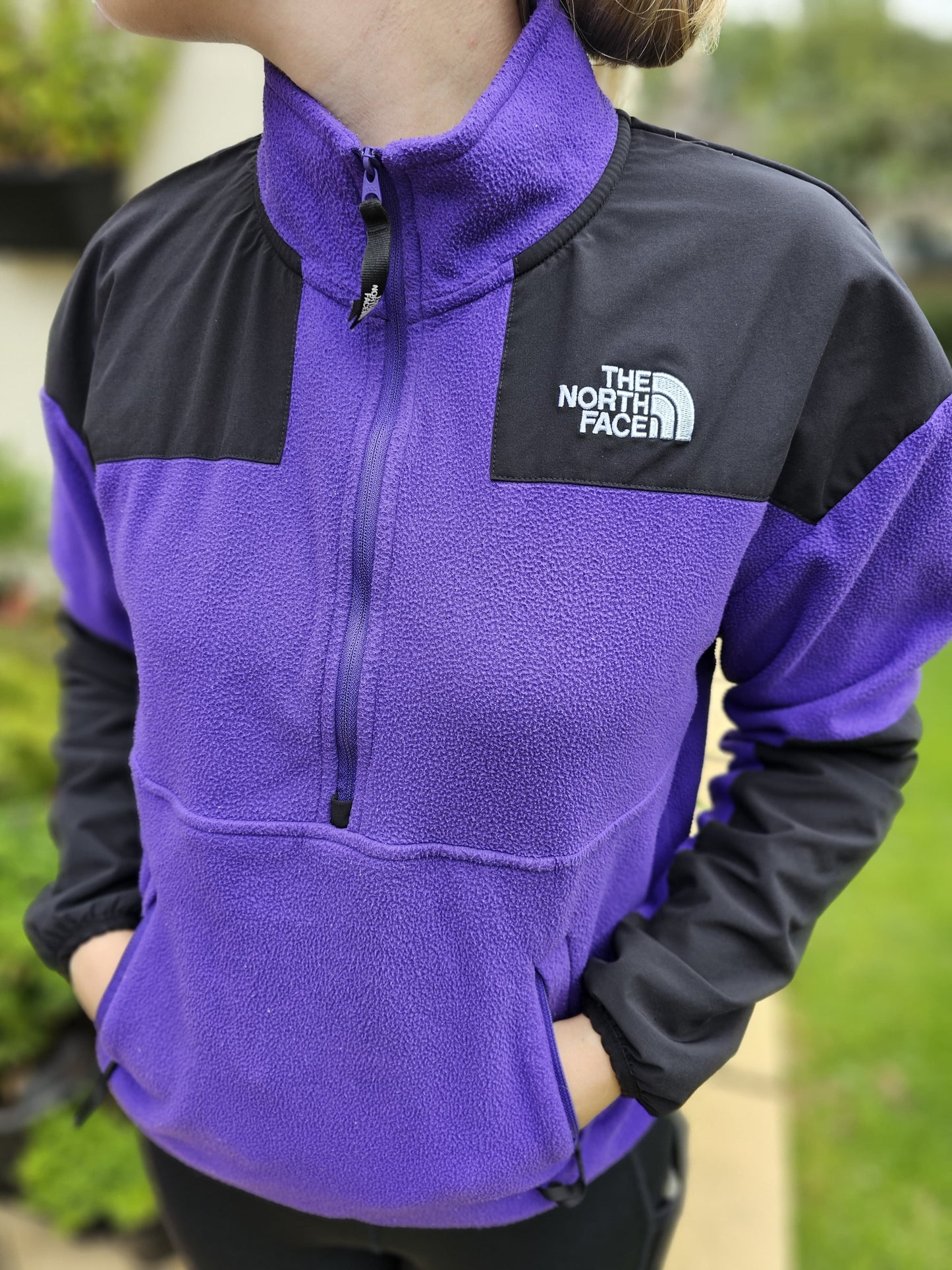 The North Face 1/2 Zip Pullover Purple/Black Fleece Jumper - Unisex - M/Medium