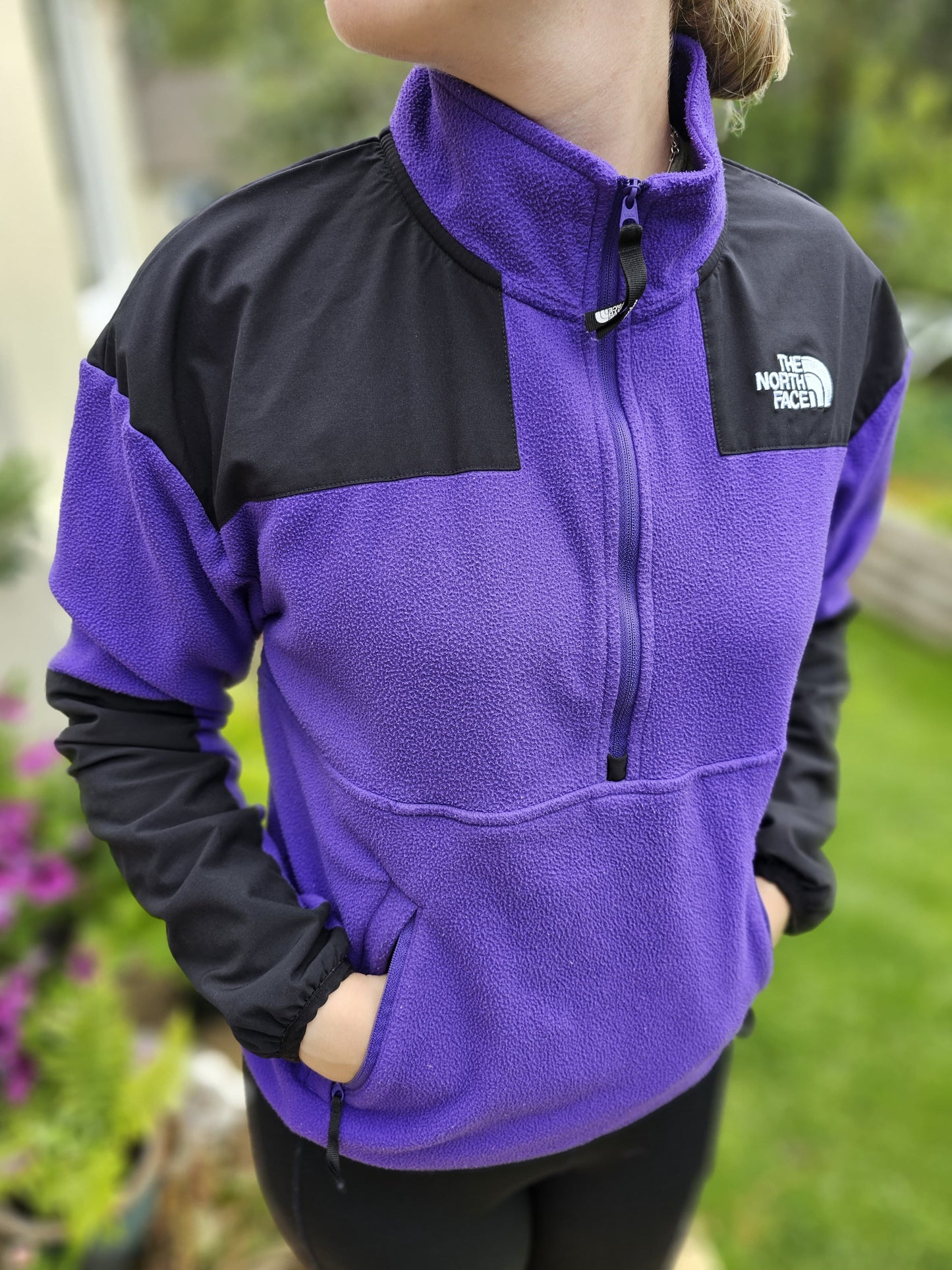 The North Face 1/2 Zip Pullover Purple/Black Fleece Jumper - Unisex - M/Medium