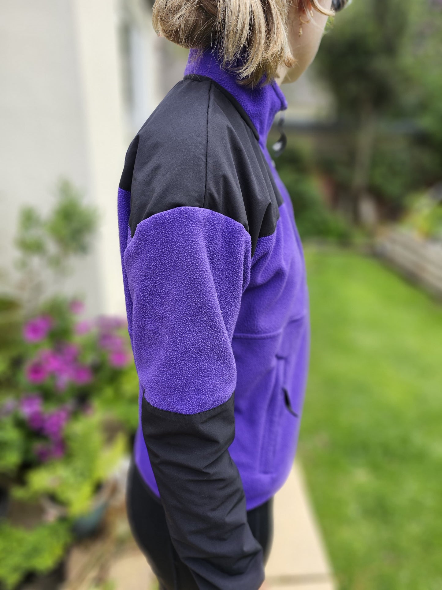 The North Face 1/2 Zip Pullover Purple/Black Fleece Jumper - Unisex - M/Medium