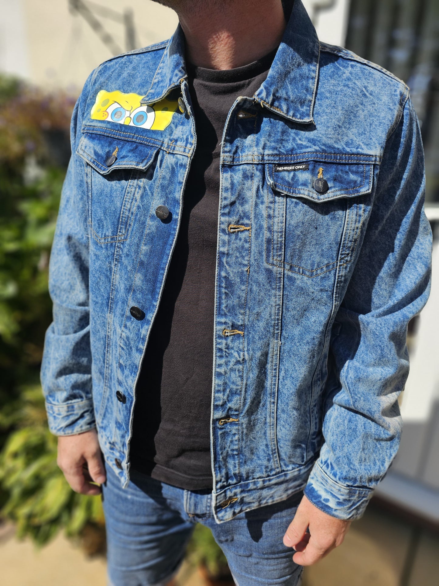 Rare Members Only X Nickelodeon X Sponge Bob Denim Jacket - L/Large