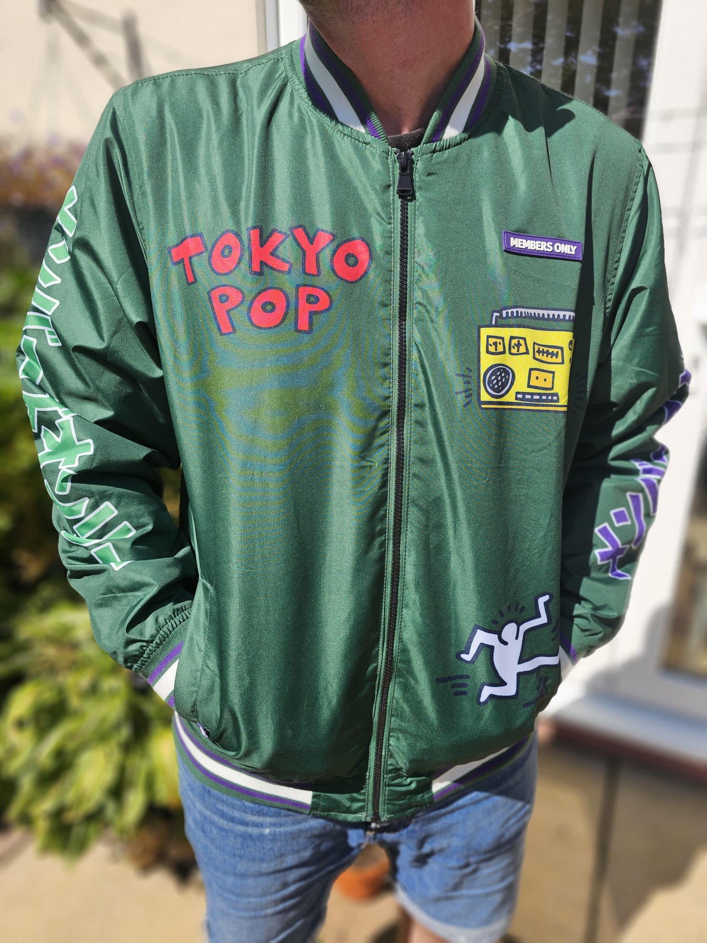 Keith Haring X Members Only Tokyo Pop Japan Full Zip Bomber Jacket - L/Large