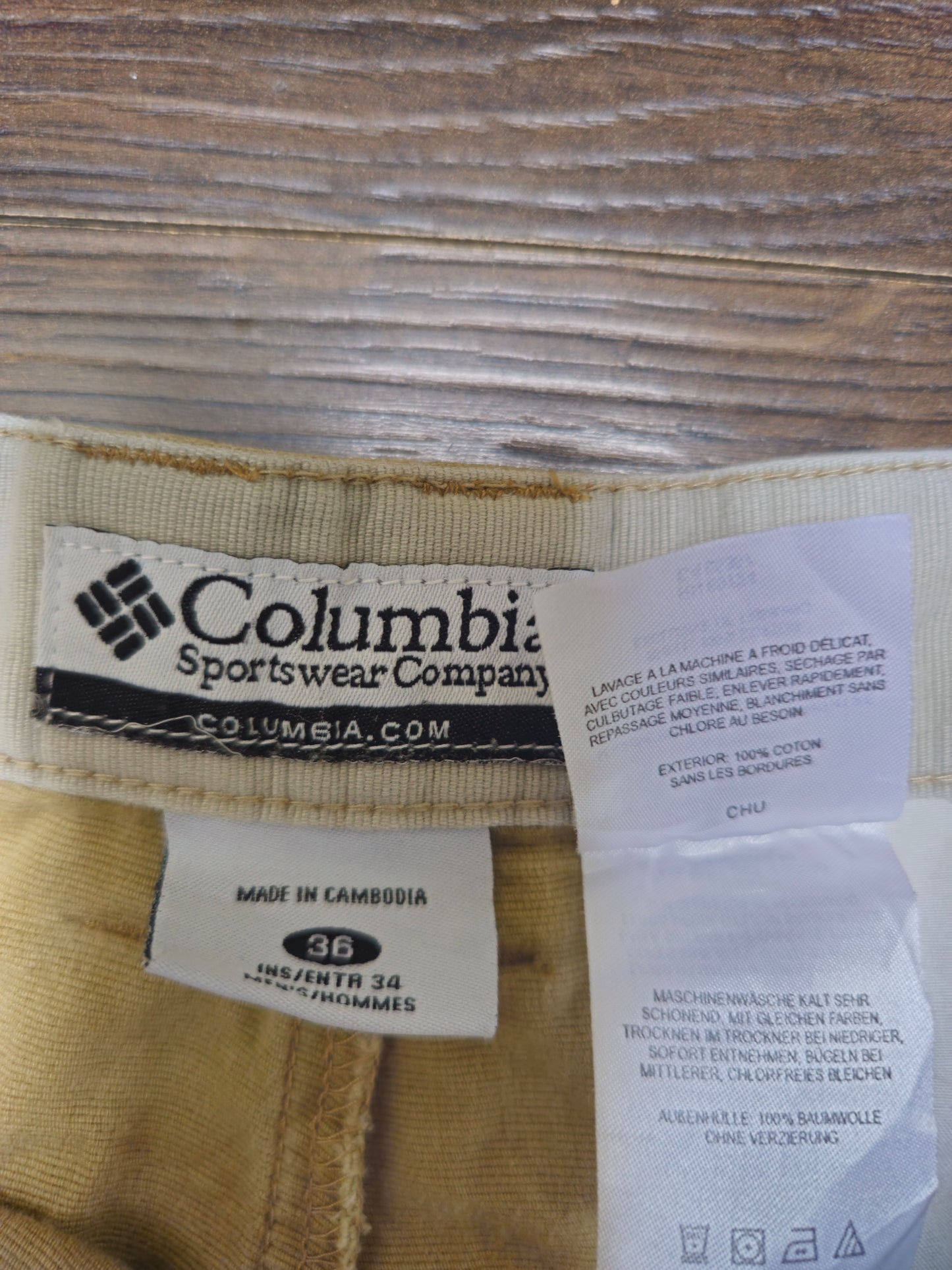 Vintage Beige Columbia Mens Hiking/Walking/Casual Trousers/Pants - W36/L34