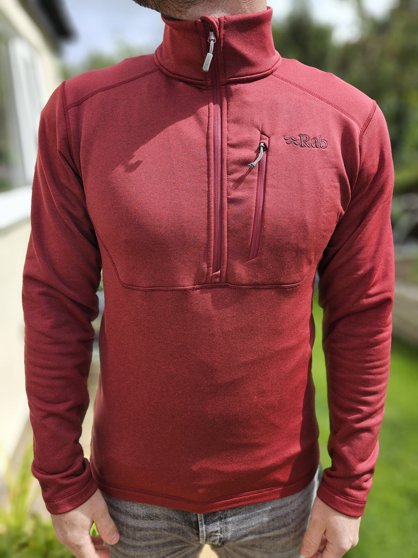 Mens Rab Burgundy/Deep Rep Pullover 1/2 Jumper/Mid Layer Fleece - M/Medium