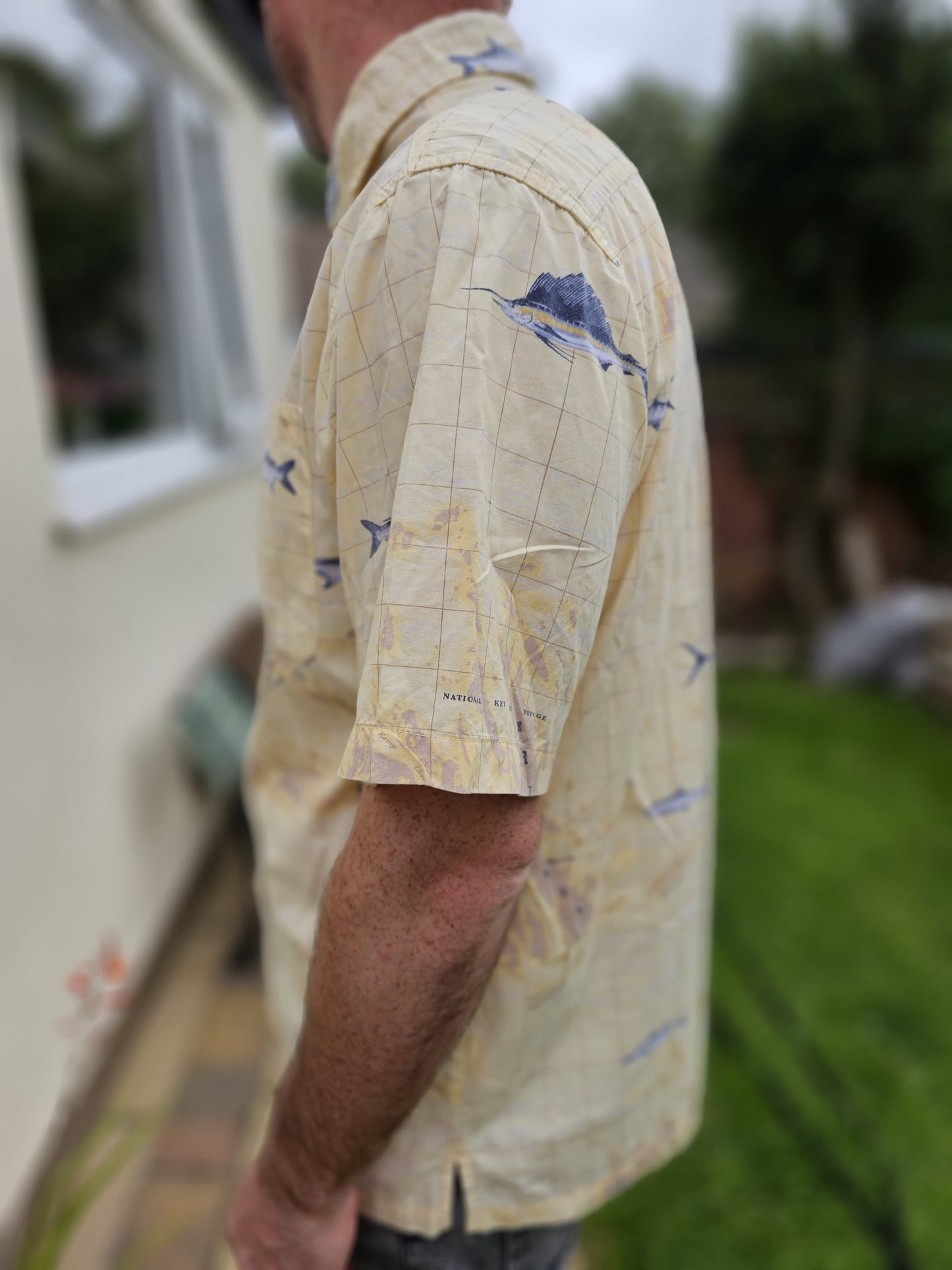 Vintage Columbia River Lodge Geographical Fishing Short Sleeve Shirt - M/Medium
