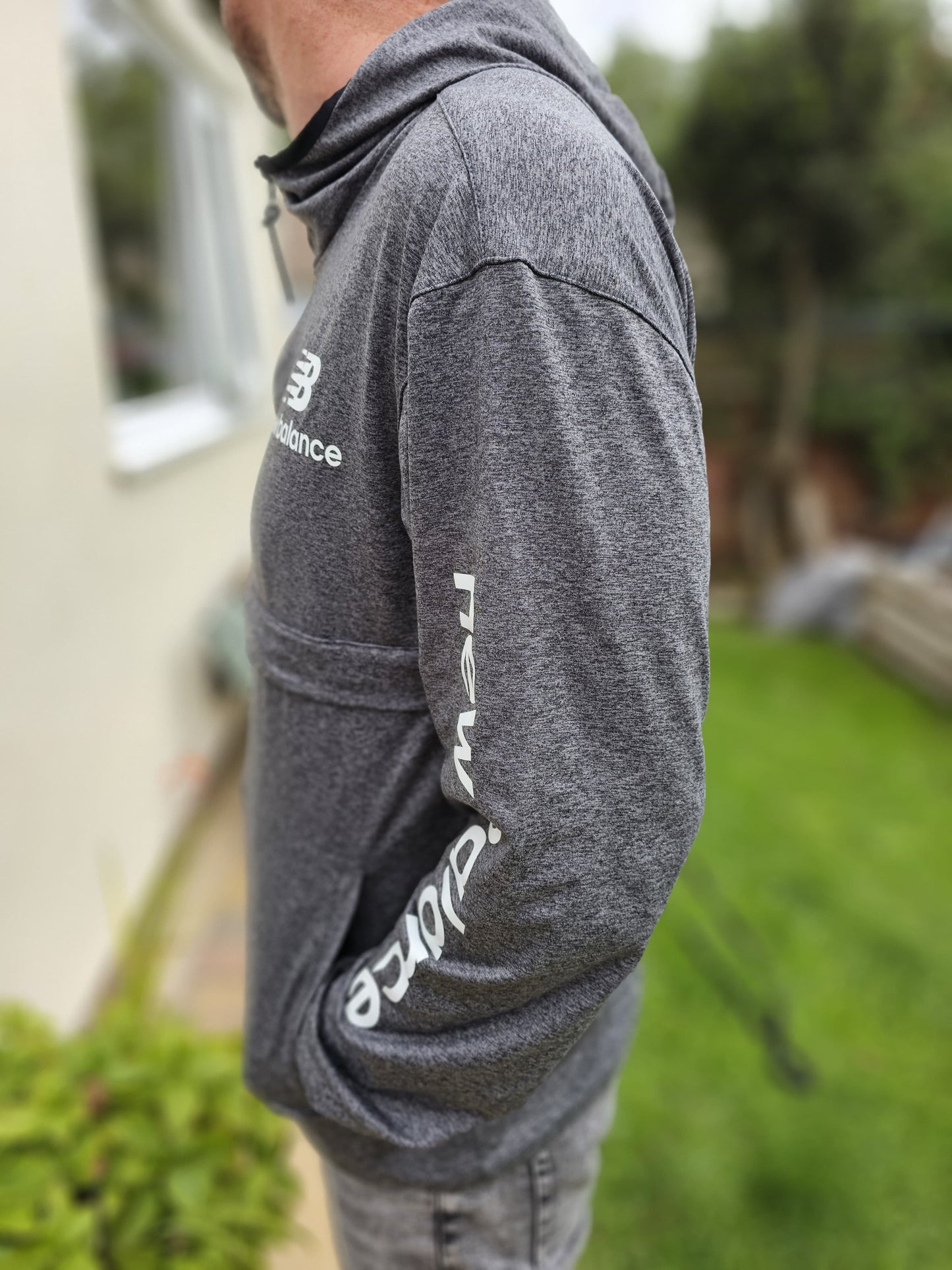 New Balance NB Grey Activewear Pullover 1/2 Zip Hoodie Jumper - M/Medium