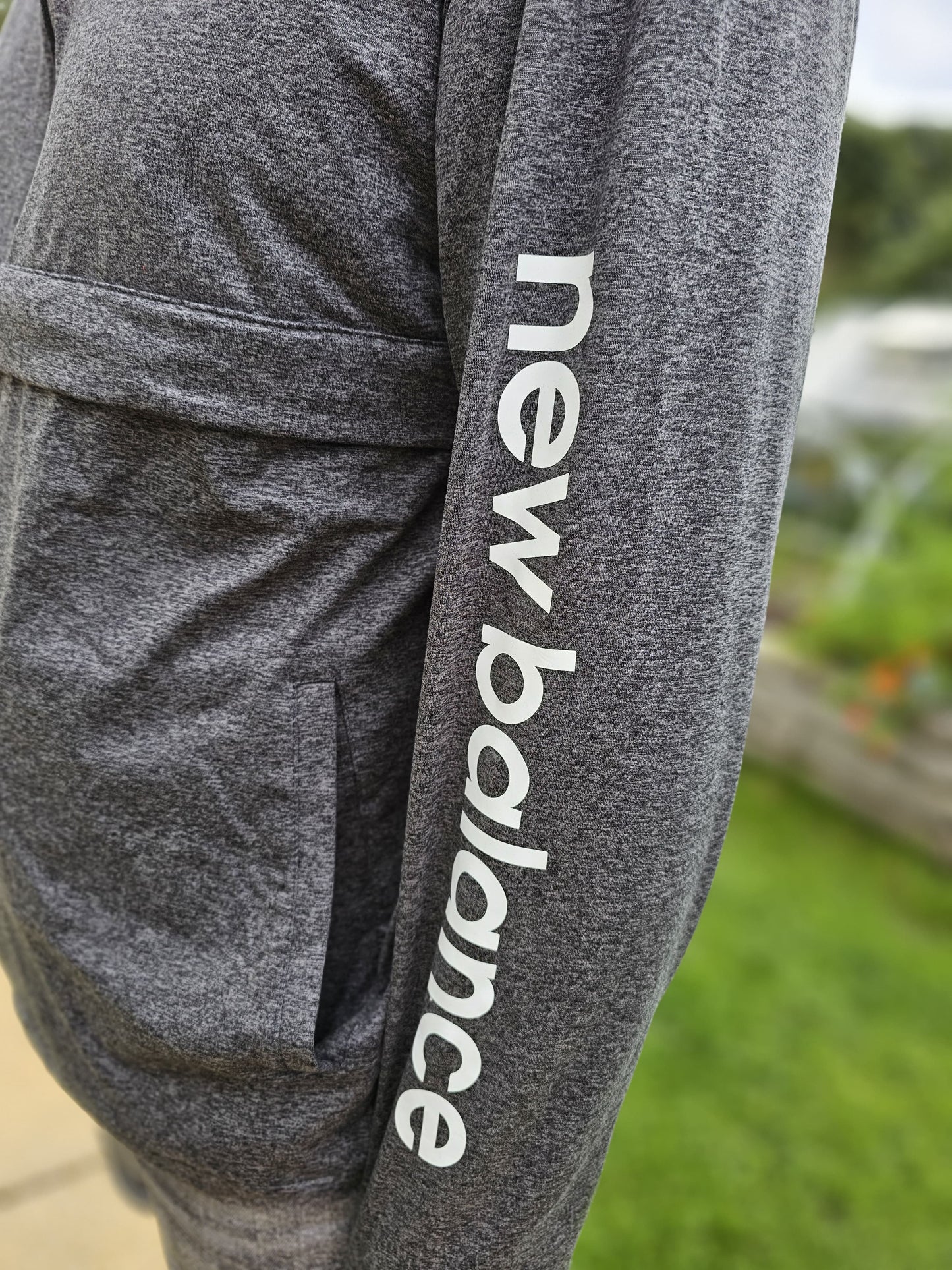 New Balance NB Grey Activewear Pullover 1/2 Zip Hoodie Jumper - M/Medium