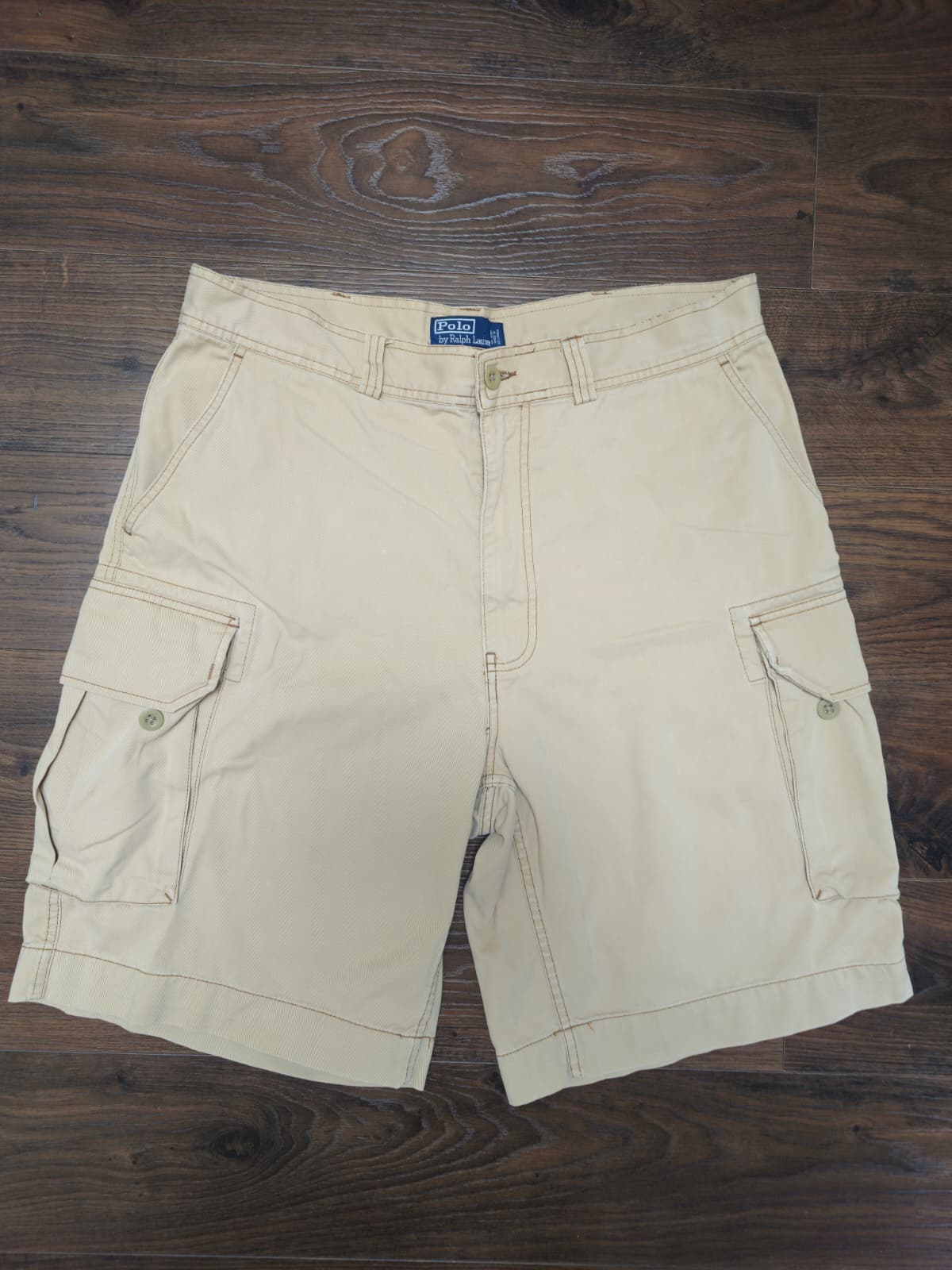 Ralph Lauren Polo Beige Button Cargo Shorts - W36/L10.5