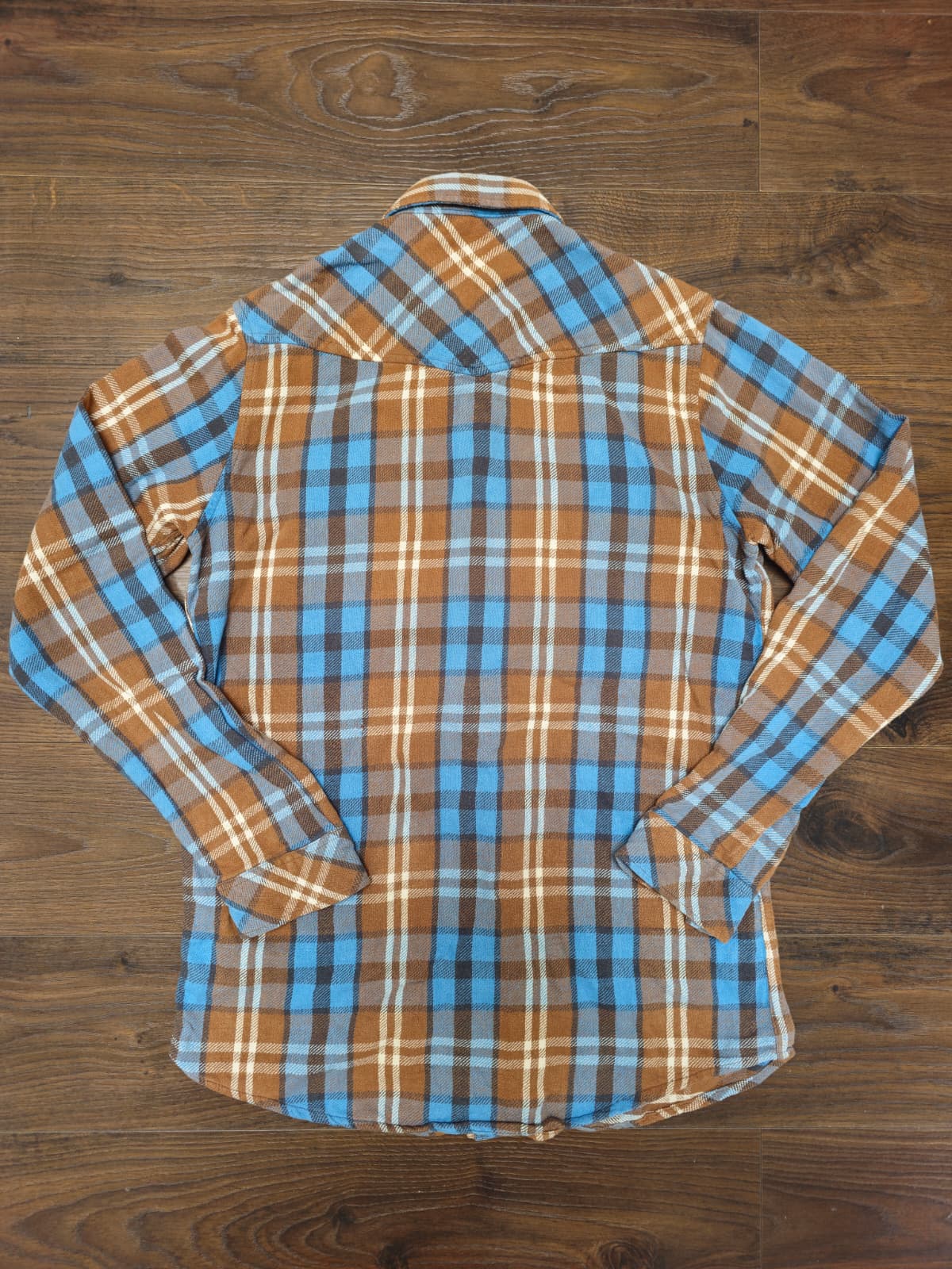 Mens Quiksilver Checkered Flannel Long Sleeve Shirt - Brown/Blue - S/Small