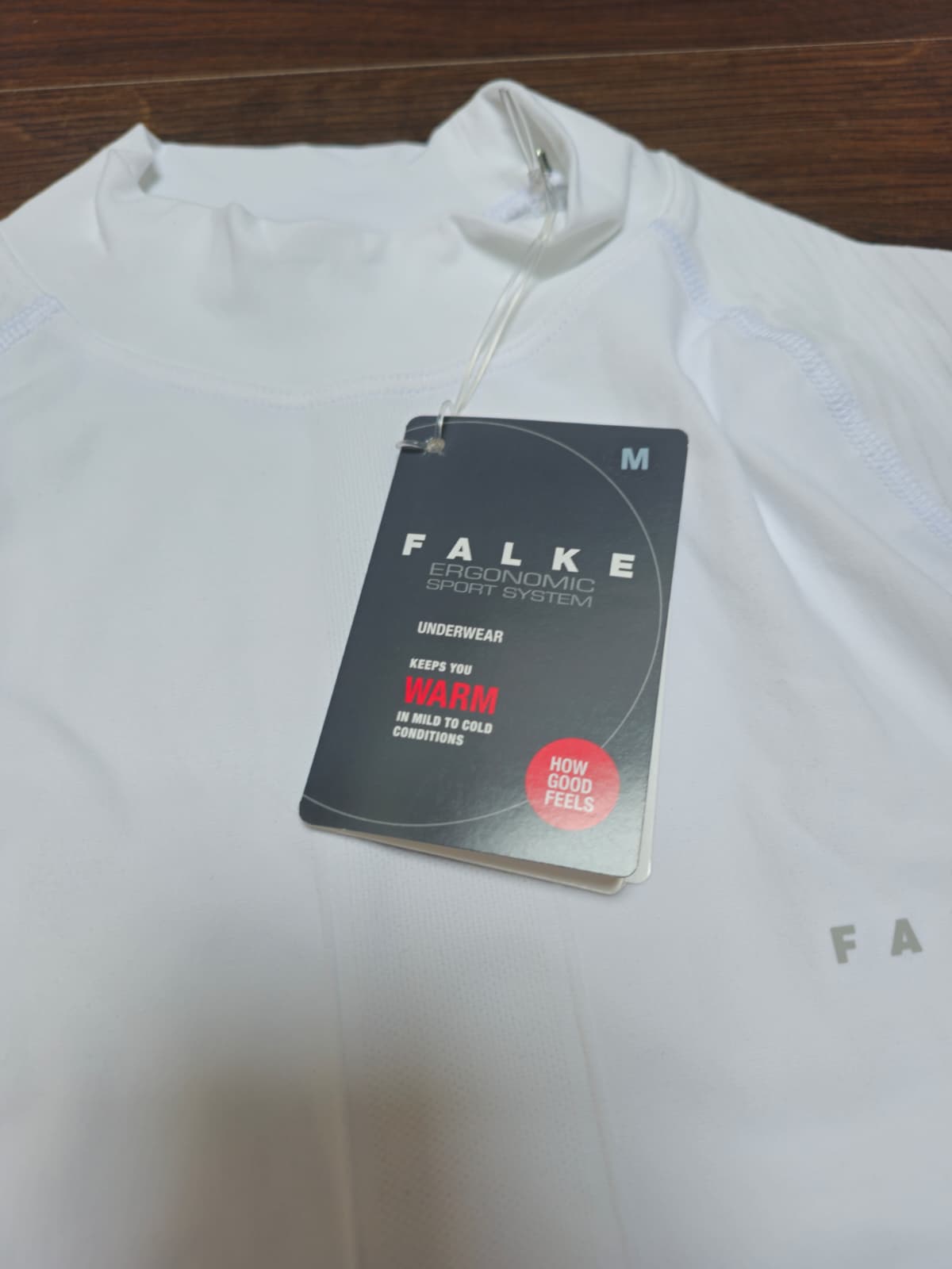 Mens FALKE White Ergonomic Sport System Warm Base Layer Long Sleeve Top - M/Medium