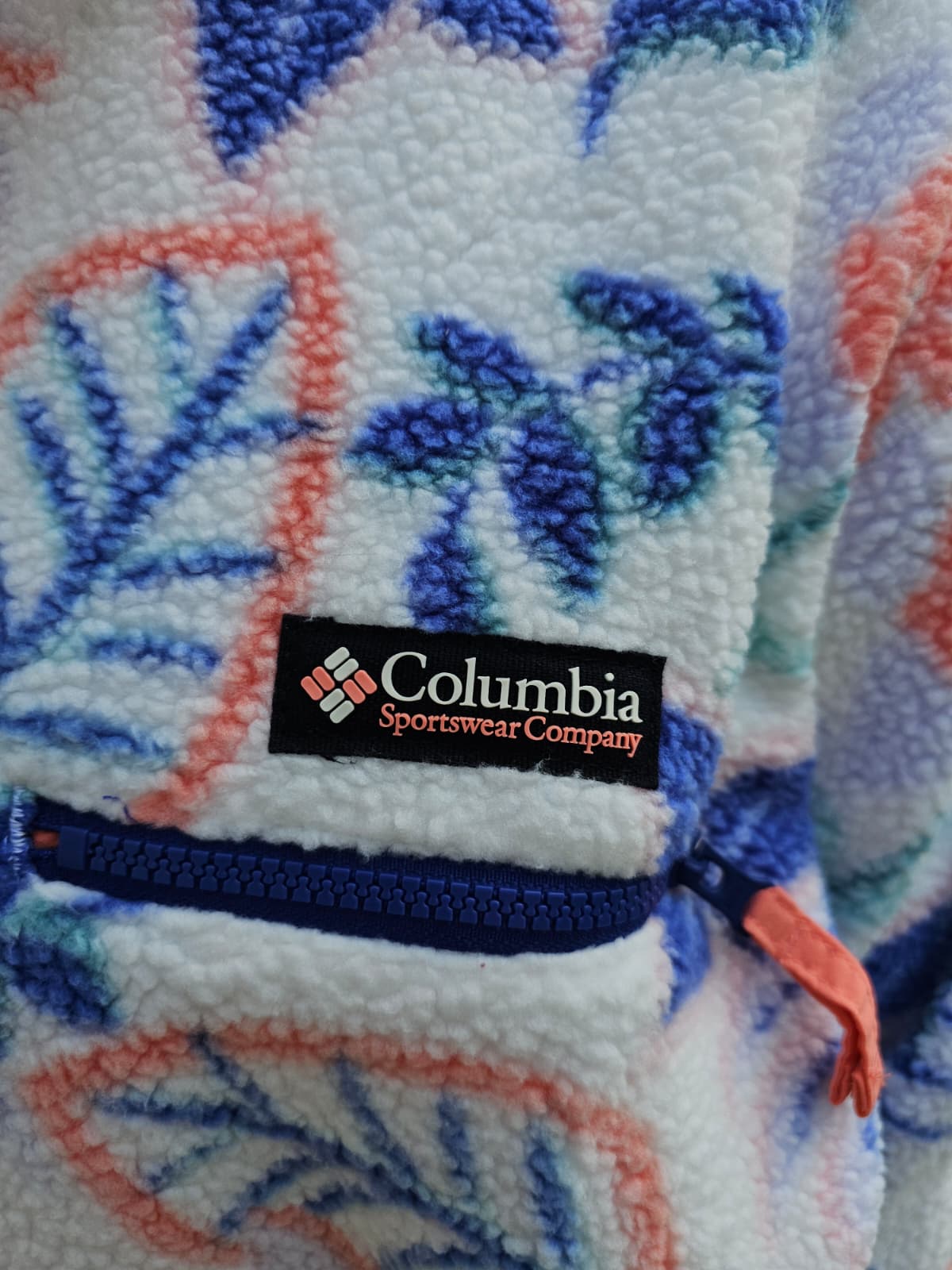 Columbia Snap Button Pullover Snap Button Pattern Fleece Jumper - NWT - Hike Walk Casual Layer