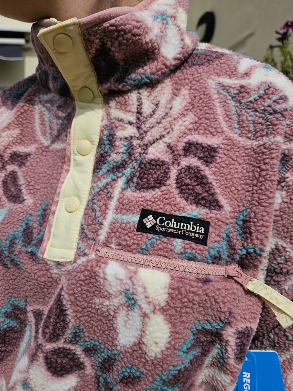 Columbia Snap Button Pullover Snap Button Pattern Fleece Jumper - NWT Hike Walk Casual