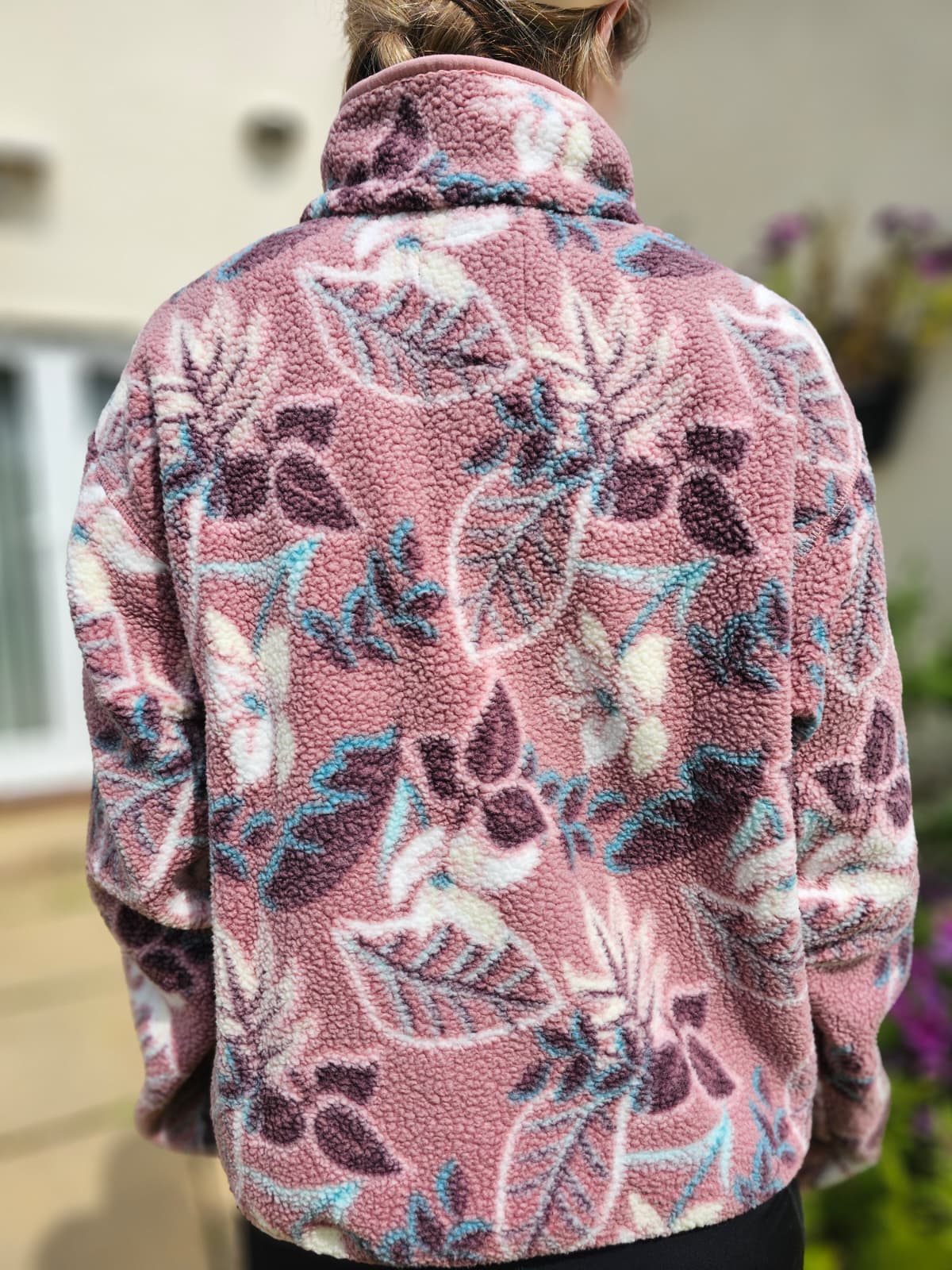 Columbia Snap Button Pullover Snap Button Pattern Fleece Jumper - NWT Hike Walk Casual