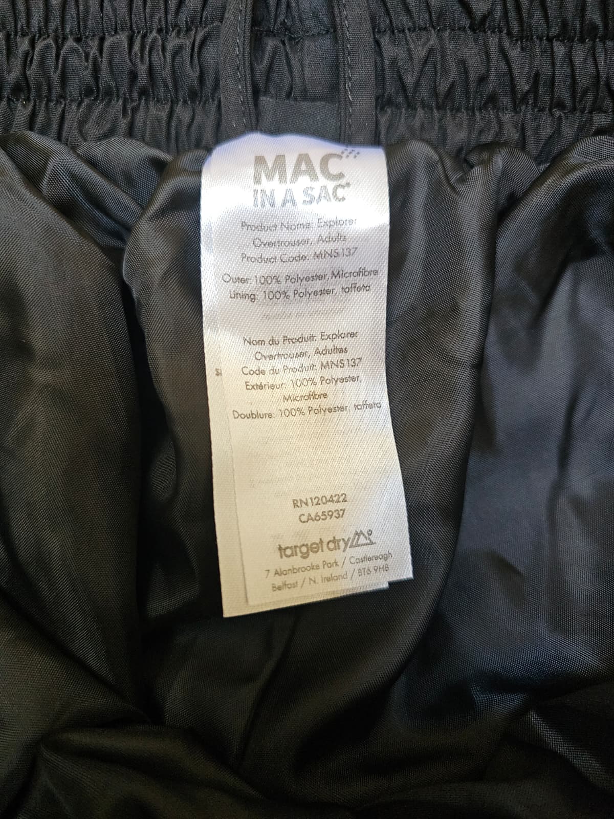 Mens Mac In A Sac Black Waterproof Breathable Overtrousers - S/Small W30-W32