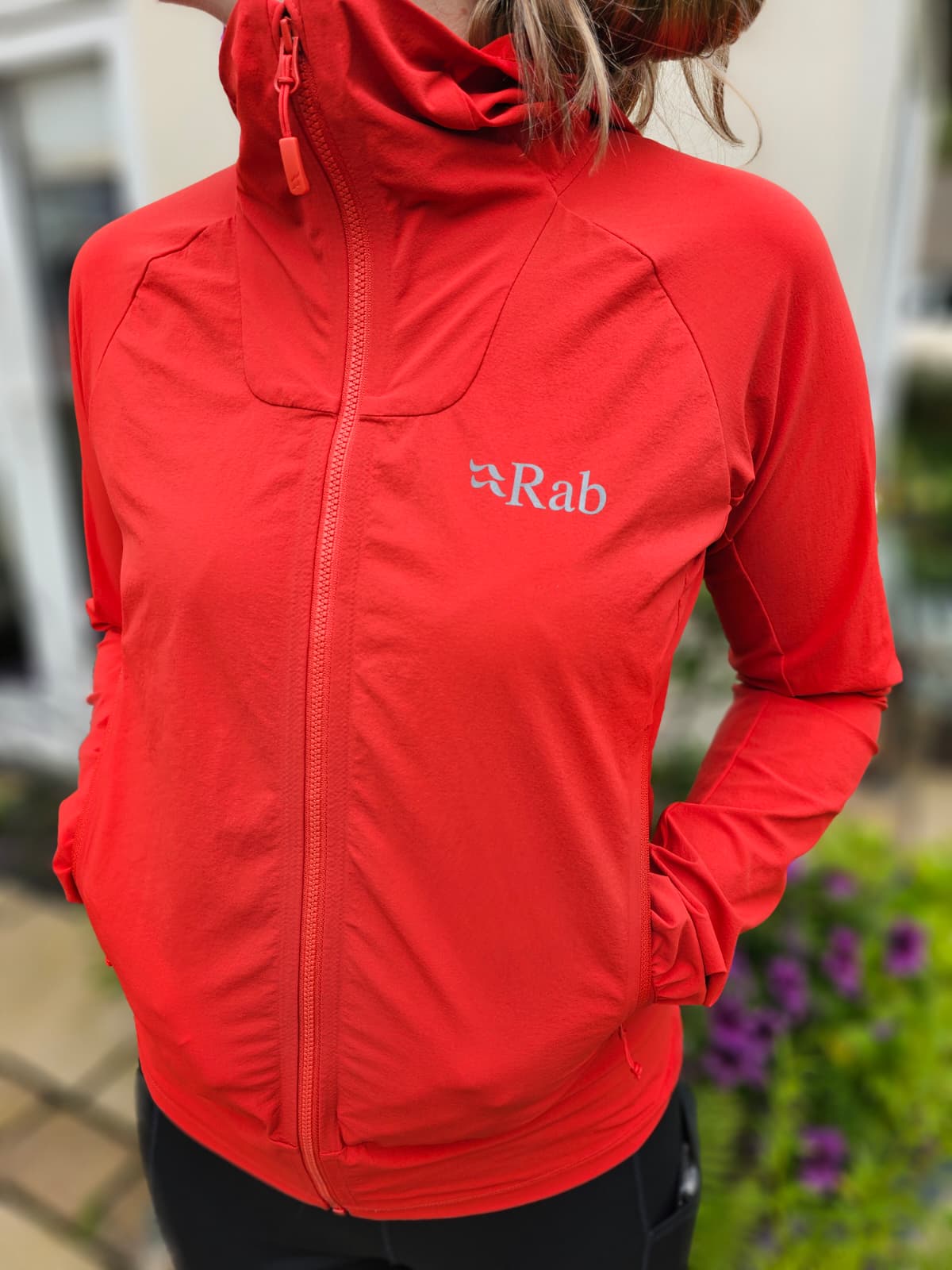 Rab Borealis Red Soft Shell Style Full Zip Hooded Climbing Jacket - S/UK 8
