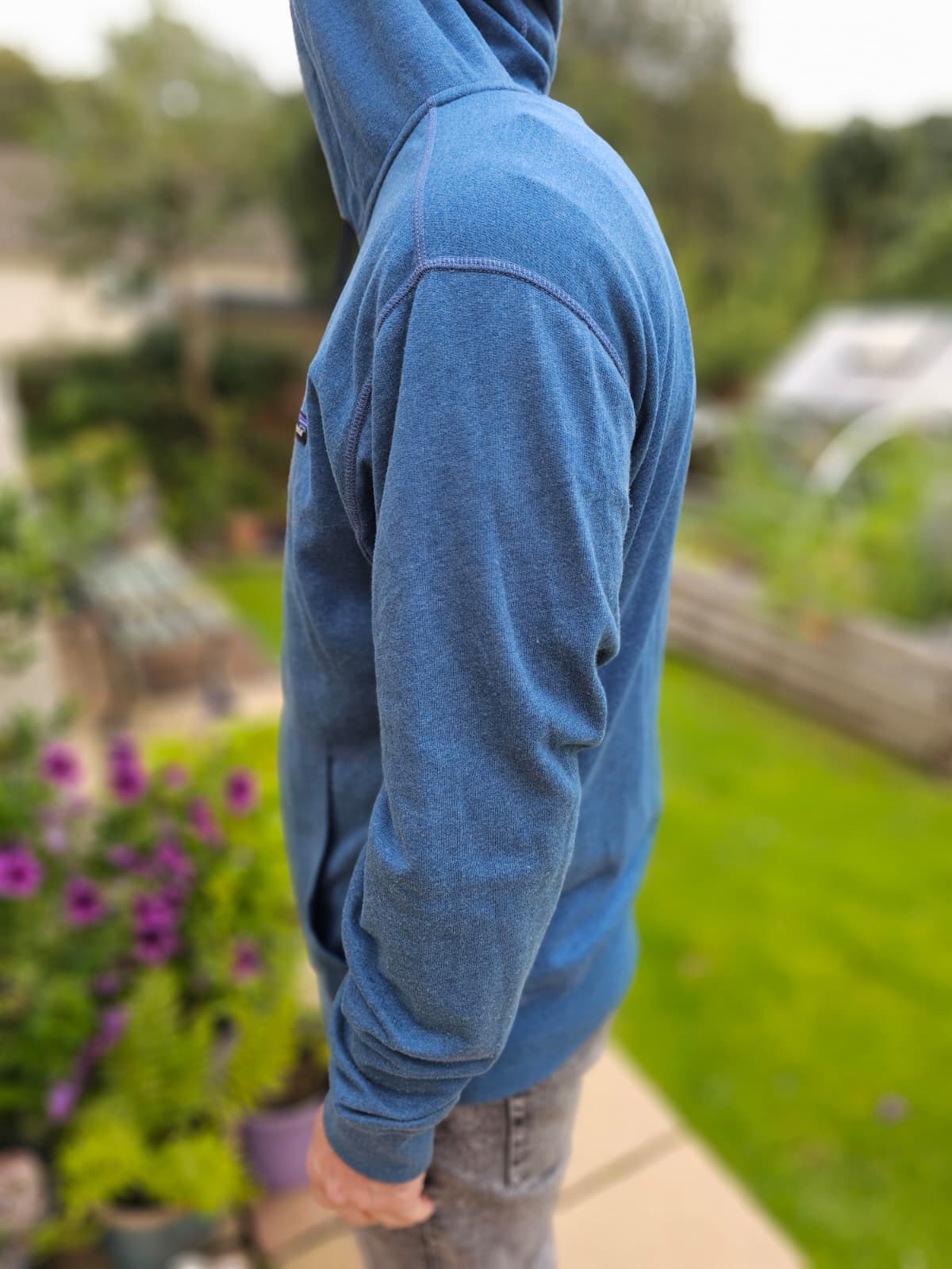 Mens Patagonia Full Zip Blue Hoodie Organic Cotton Jacket - L/Large