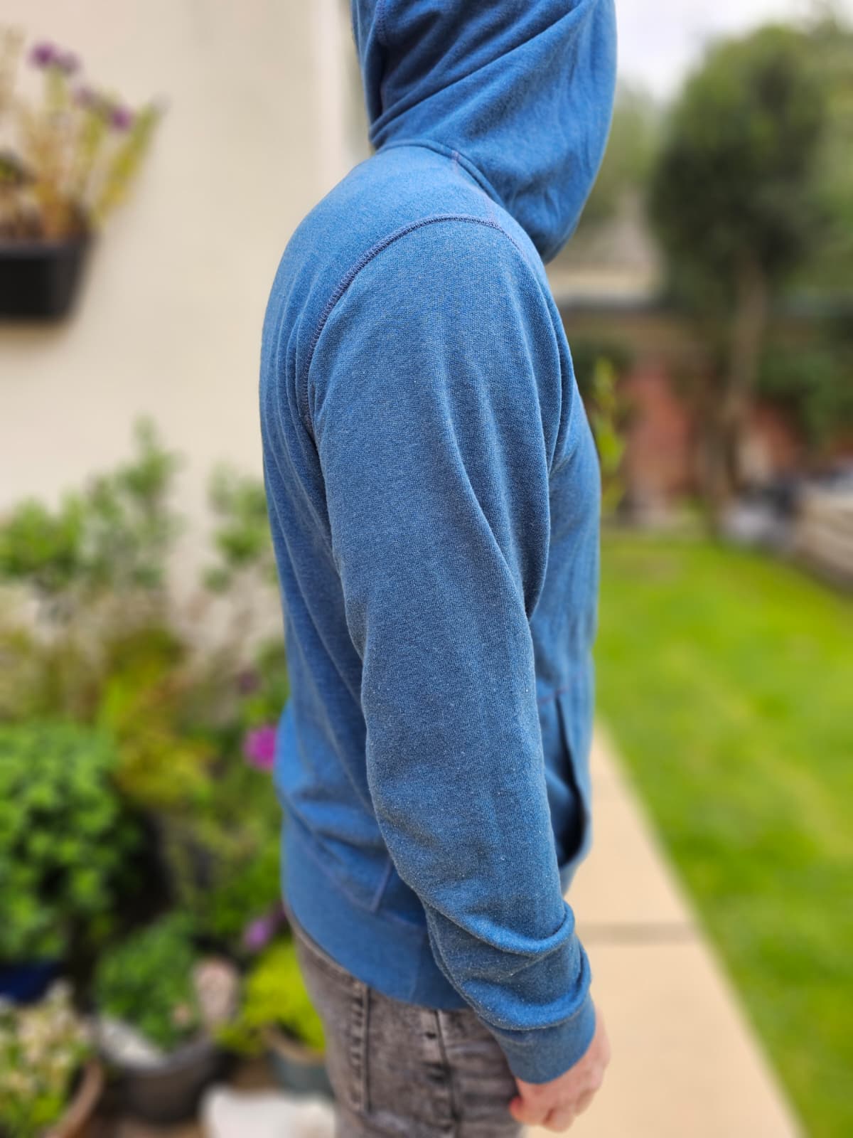 Mens Patagonia Full Zip Blue Hoodie Organic Cotton Jacket - L/Large
