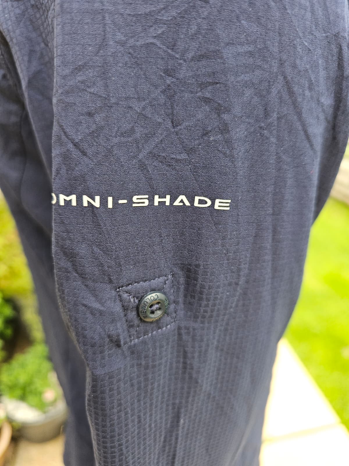 Womens Columbia Omni Shade Navy Button Up Long Sleeve Technical Shirt - M/Medium/10