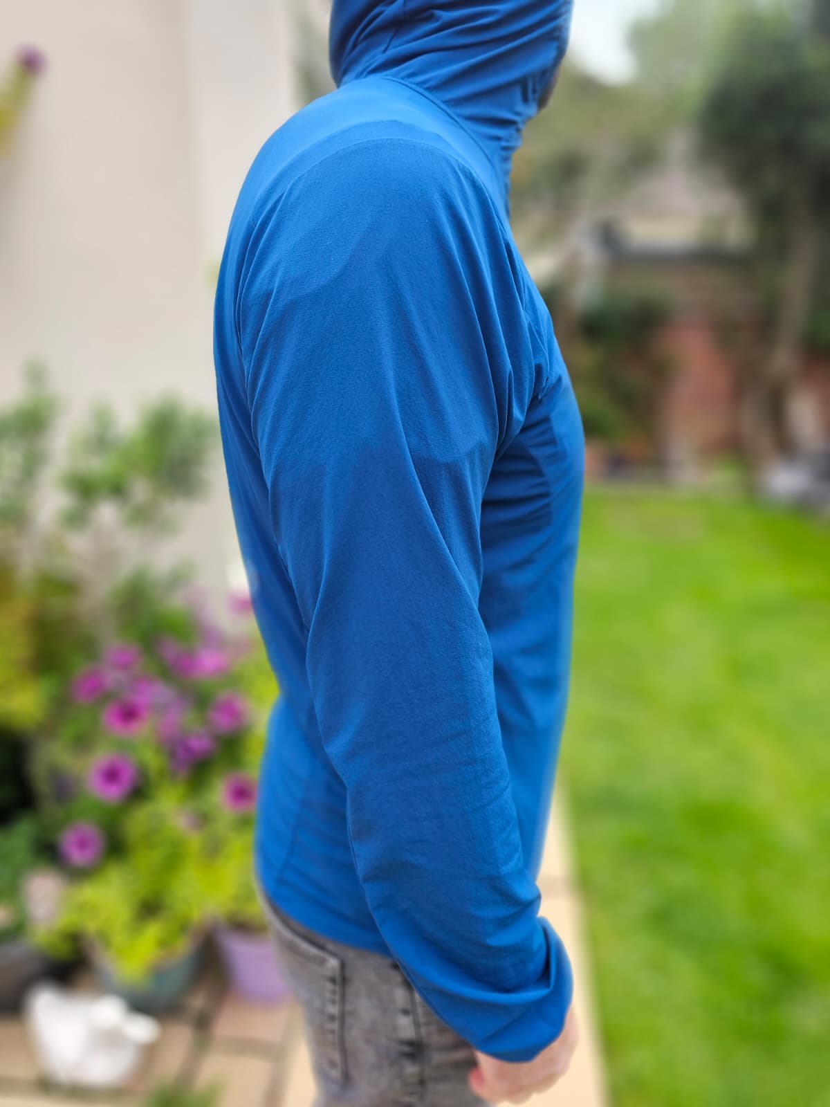 Rab Borealis Blue Soft Shell Style 1/2 Zip Hooded Climbing Pull Over - M/Medium
