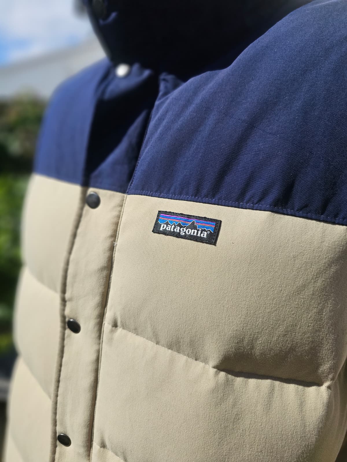 Patagonia Mens Bivy Down Vest Ash Tan Gilet/Body Warmer - L/Large