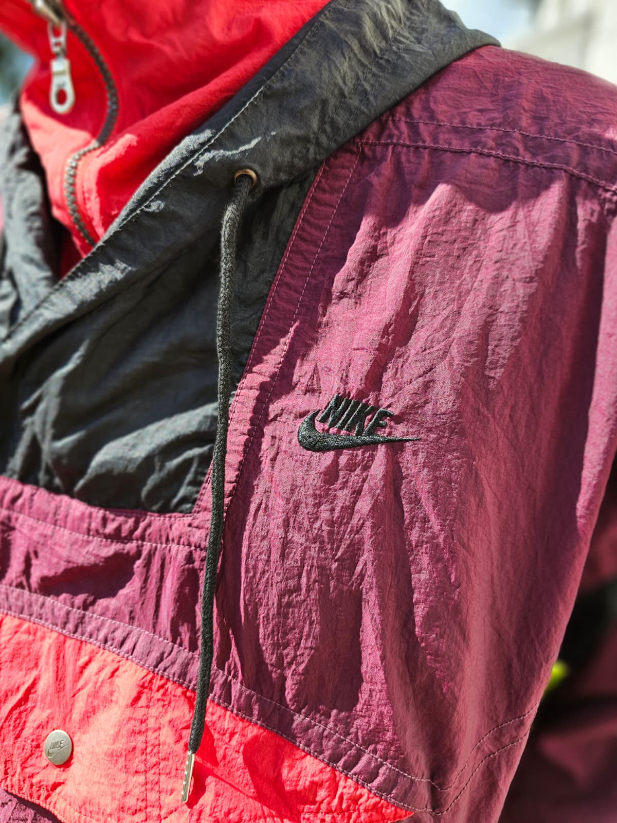 80's/90's Nike Vintage Nike Track/Windbreaker Style 1/2 Zip Hooded Jacket - L/Large