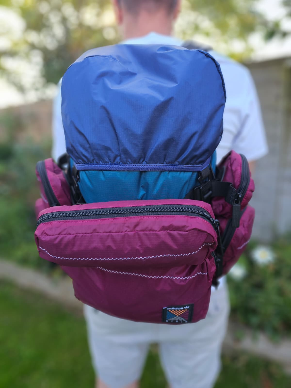 Adidas Atric Burgundy Blue Utility Style Backpack/Rucksack - Unisex - School Uni Gym PE Travel Work Hike Streetwear