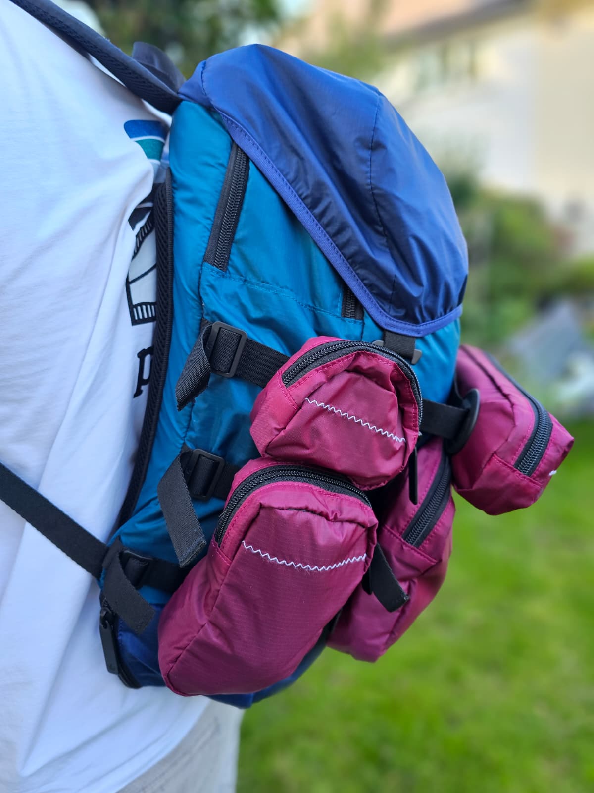 Adidas Atric Burgundy Blue Utility Style Backpack/Rucksack - Unisex - School Uni Gym PE Travel Work Hike Streetwear