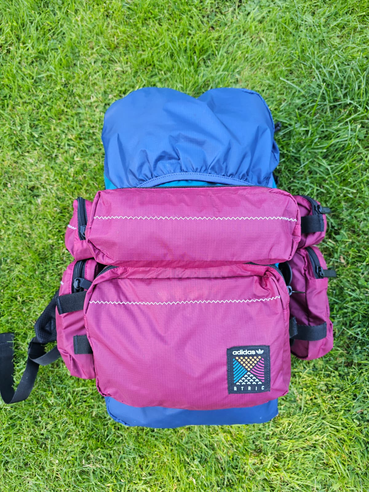 Adidas Atric Burgundy Blue Utility Style Backpack/Rucksack - Unisex - School Uni Gym PE Travel Work Hike Streetwear