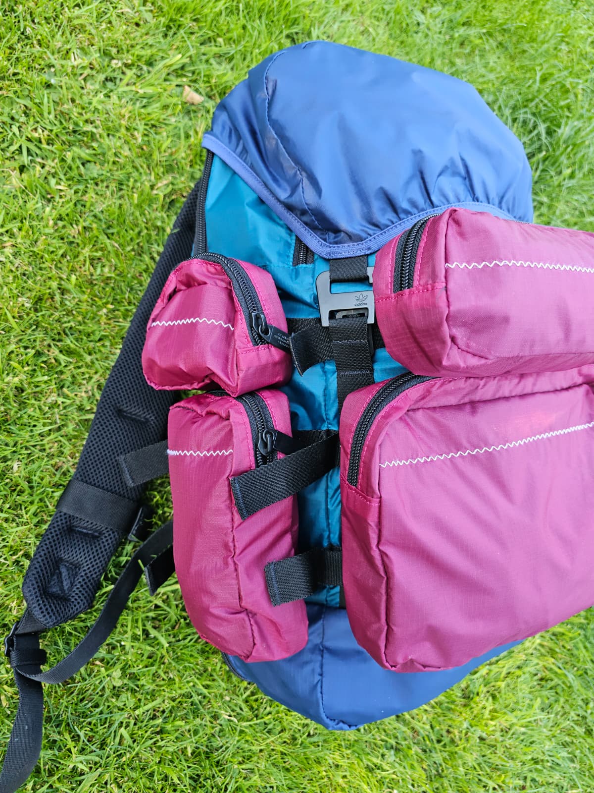 Adidas Atric Burgundy Blue Utility Style Backpack/Rucksack - Unisex - School Uni Gym PE Travel Work Hike Streetwear