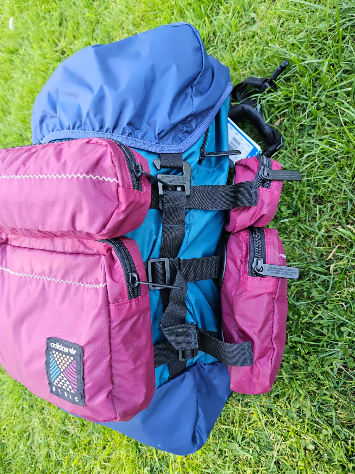 Adidas Atric Burgundy Blue Utility Style Backpack/Rucksack - Unisex - School Uni Gym PE Travel Work Hike Streetwear