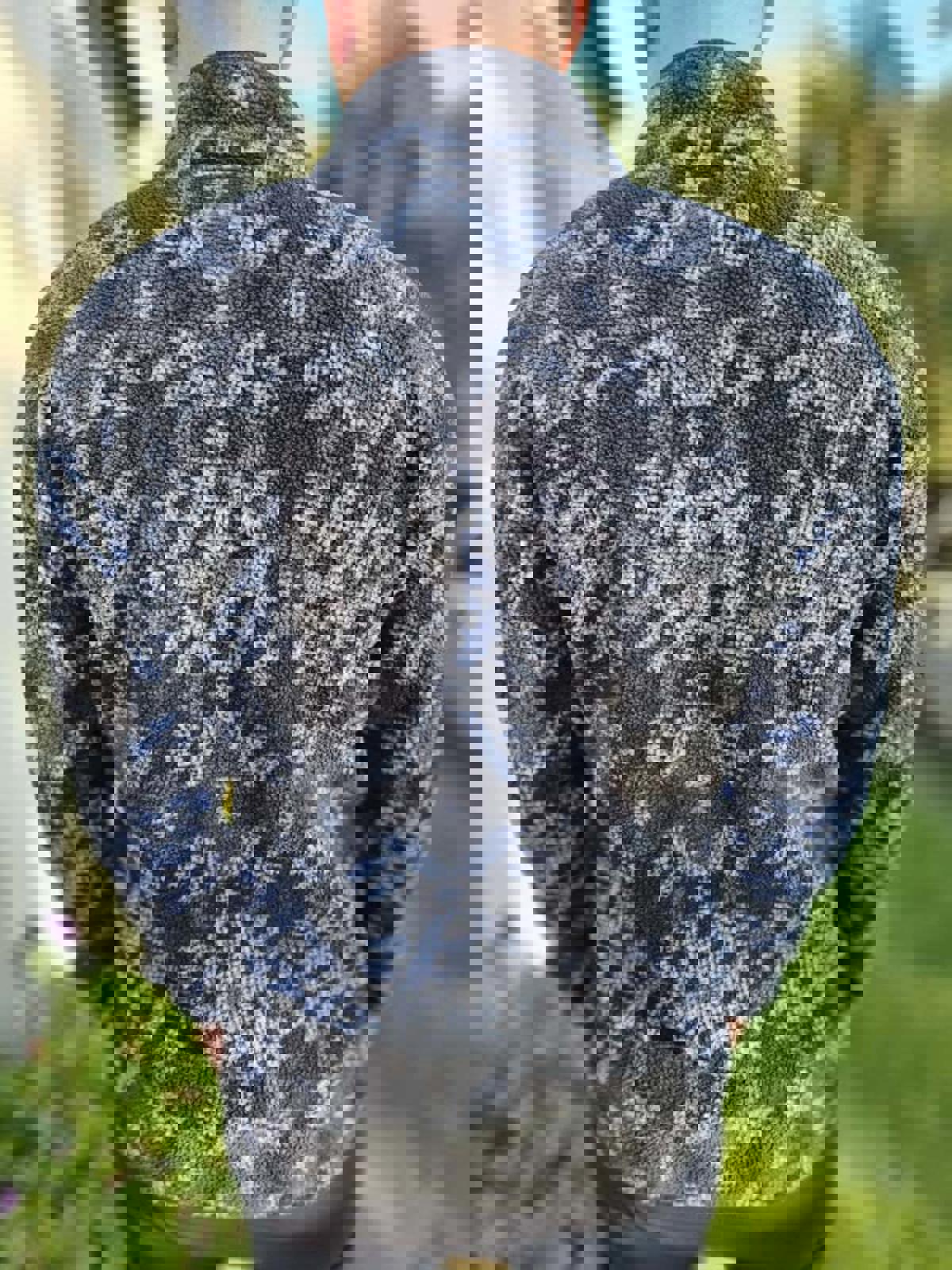 Columbia Aztec Black/Grey Abstract Pullover Snap Fleece Jumper - M/Medium