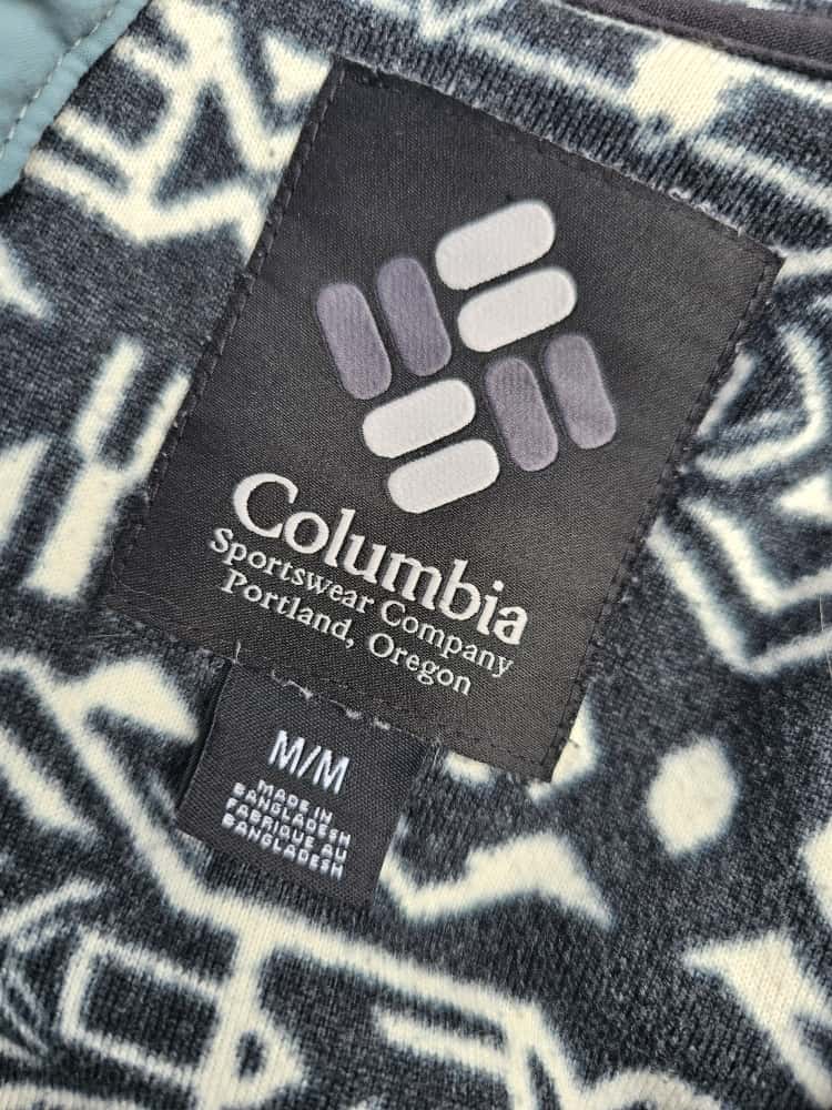 Columbia Aztec Snap Button Pullover Hoodie/Hooded Pocket Fleece Jumper - M/Medium