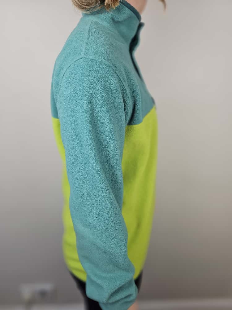 Patagonia Synchilla Snap Button Pullover Fleece Jumper - M/Medium - Aqua Green/Lime Green