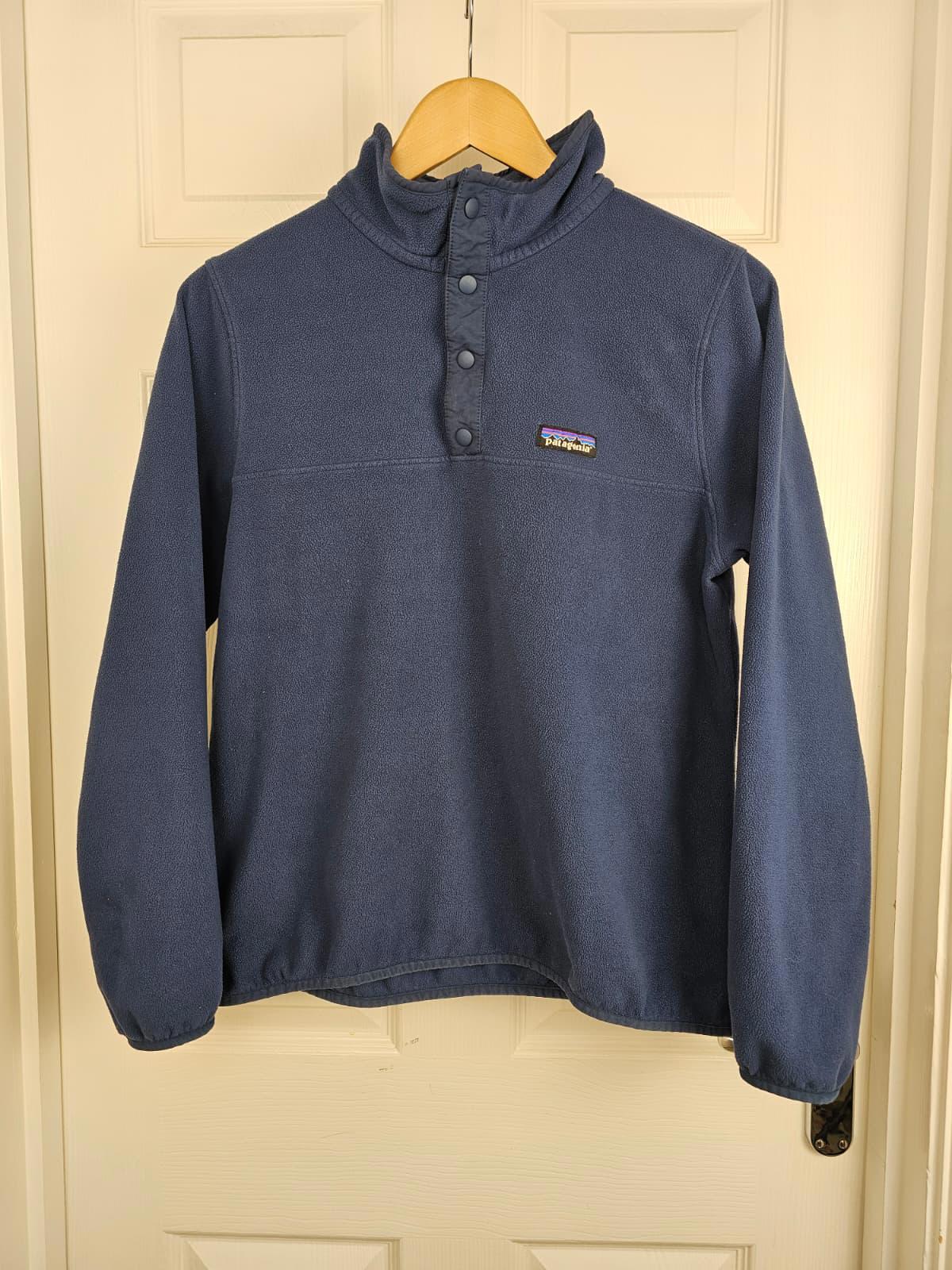 Patagonia Womens Snap Button Pullover Fleece Jumper - L/Large - Navy