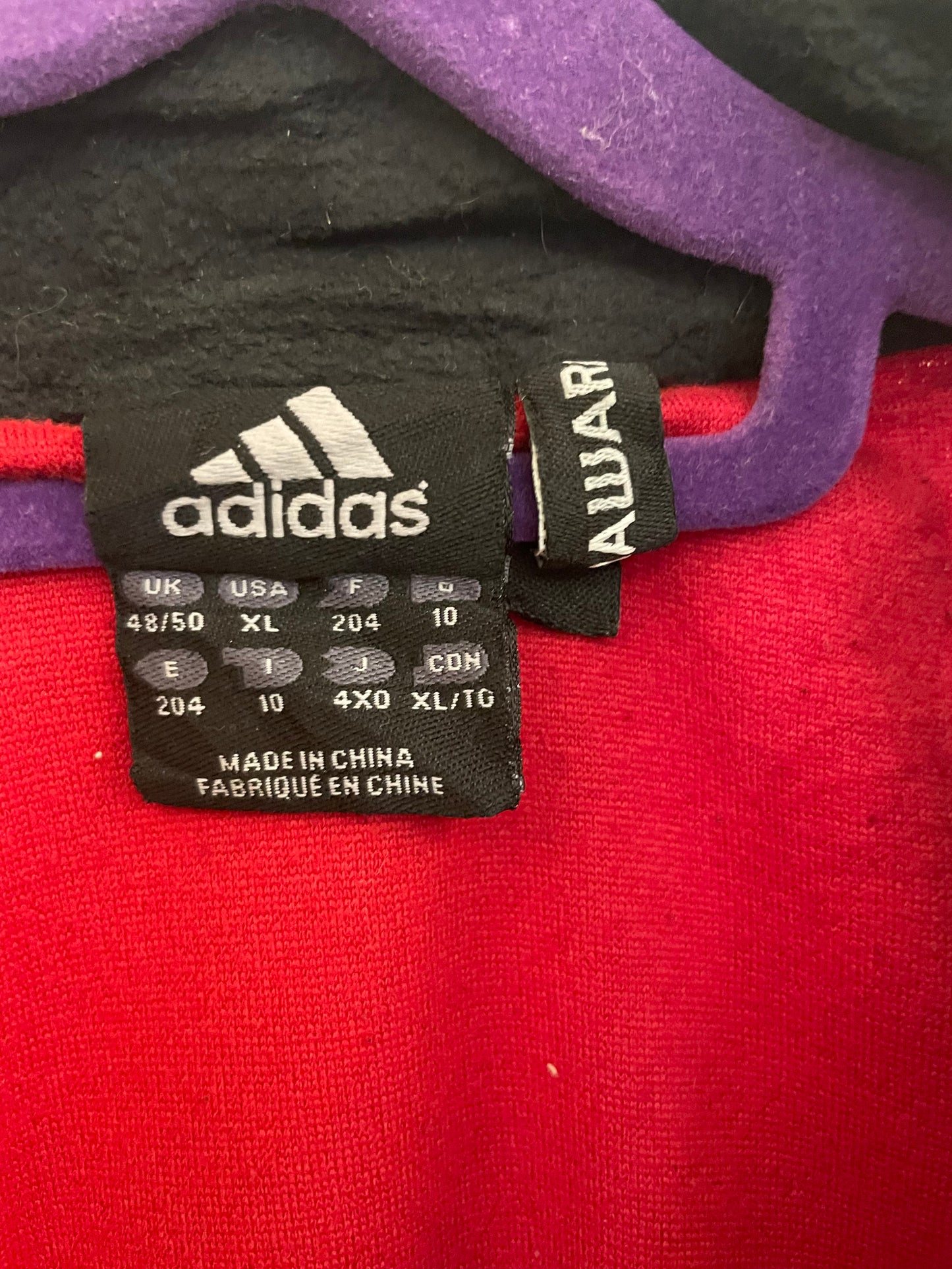 Vintage Adidas Red/Black Pullover 1/4 Zip Fleece Jumper/Sweatshirt Pullover - XL/Extra Large