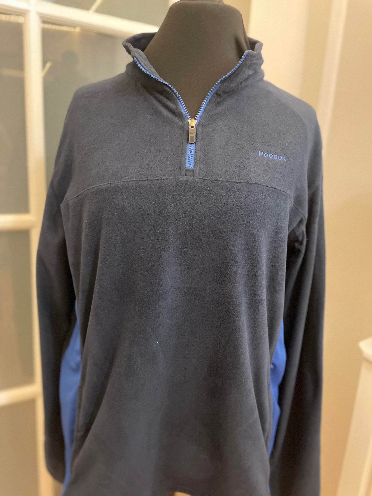 Reebok Vintage Navy/Blue 1/4 Zip Fleece Jumper - XL/Extra Large