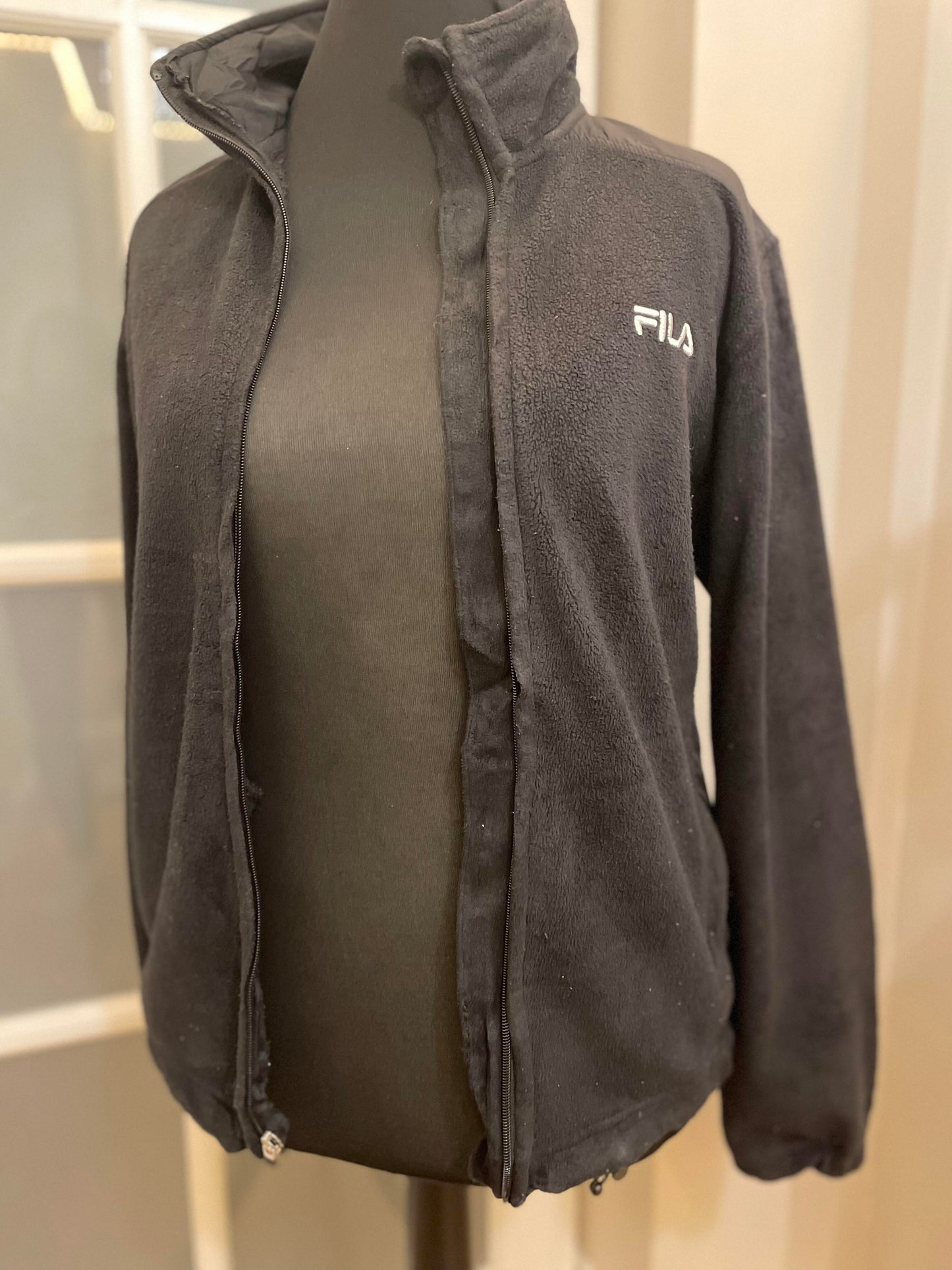 Vintage FILA Black Full Zip Fleece Jacket winter - M/Medium