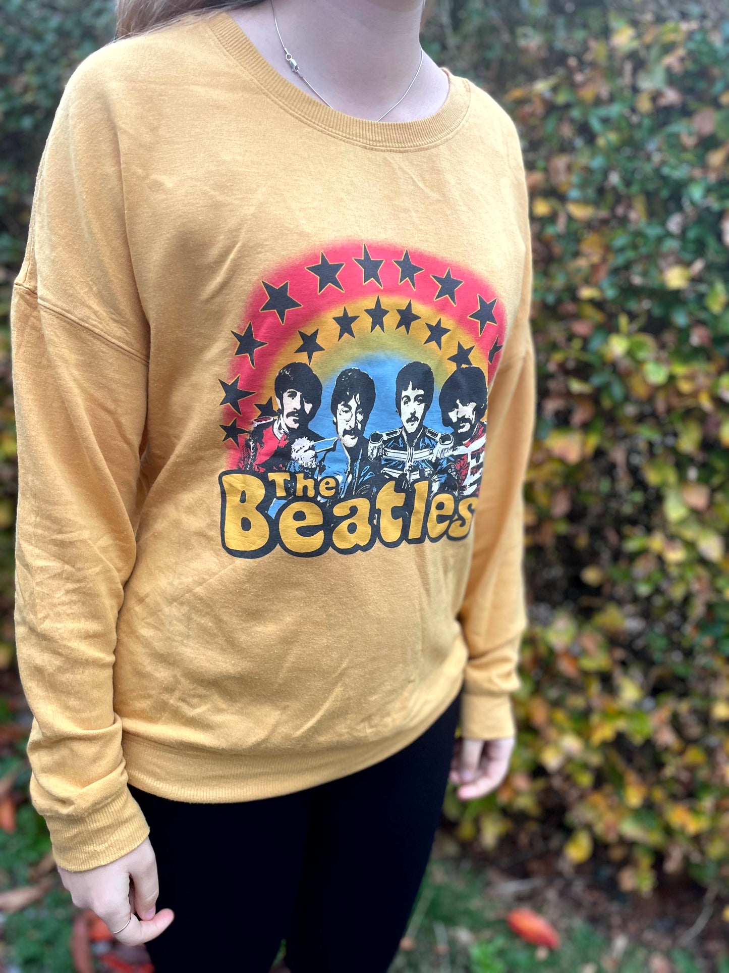 The Beatles Mustard Rainbow Pullover Jumper/Sweatshirt - M/Medium