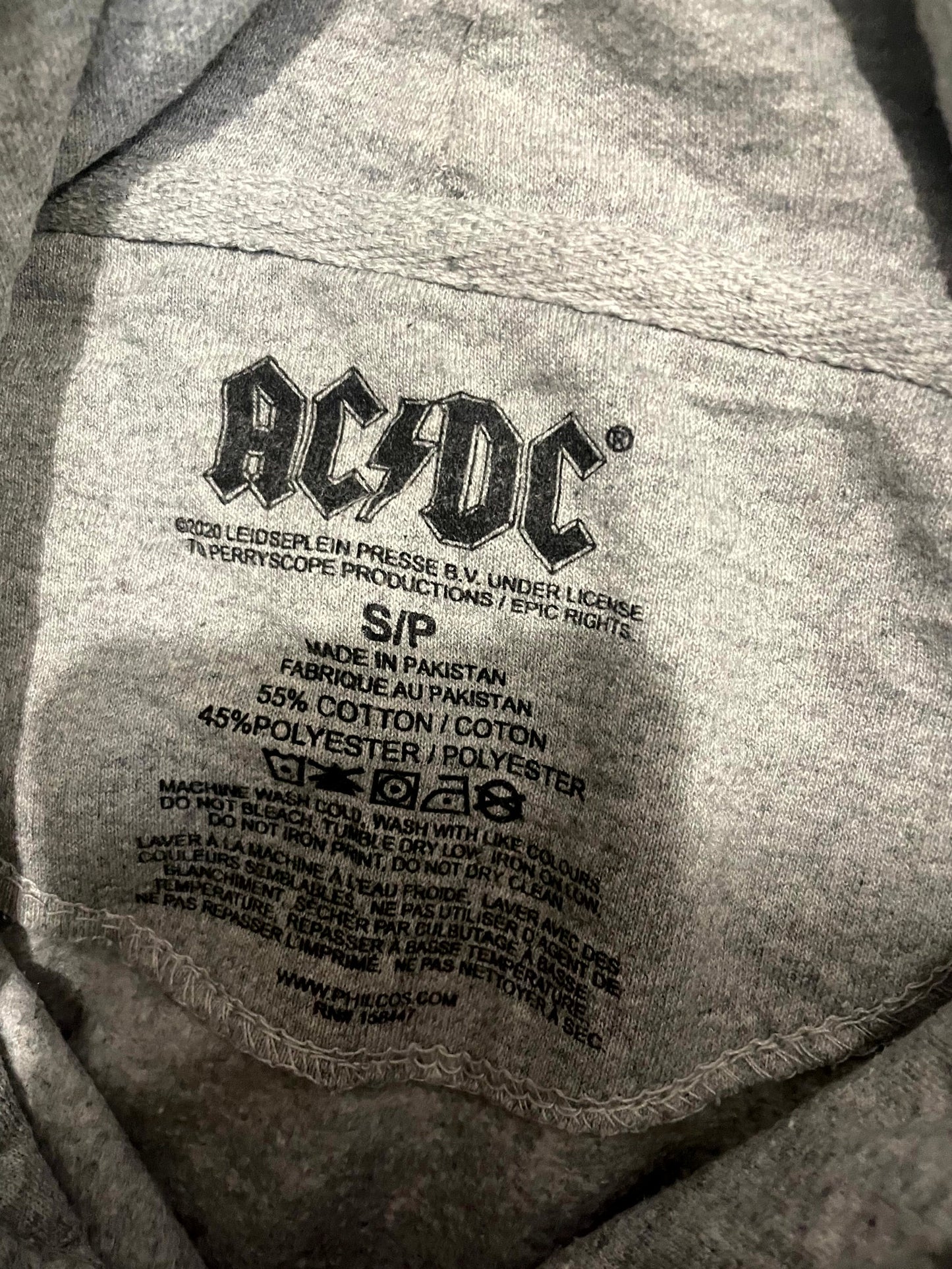 ACDC Back In Black Grey Pullover Hoodie - S/Small