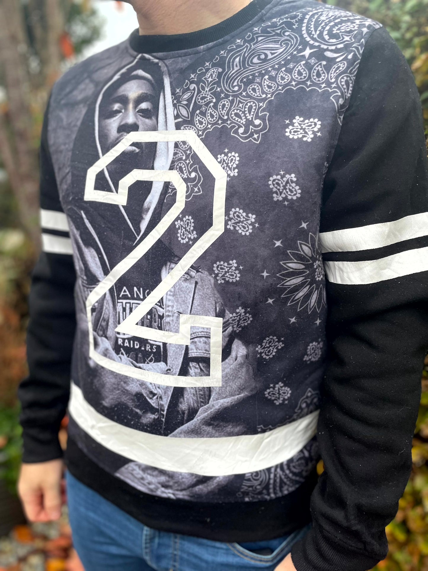 Tupac Shakur Black Large Print Pullover Jumper/Sweatshirt - L/Large - Unisex