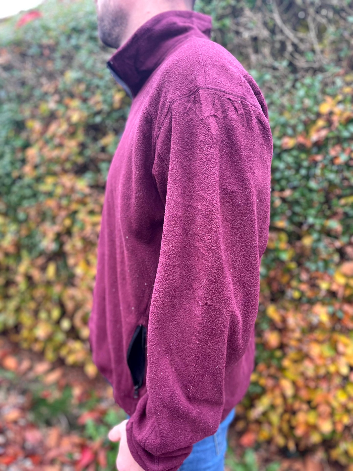 Timberland Embroidered Burgundy Full Zip Fleece Jacket - XXL/Extra Extra Large/ 2XL