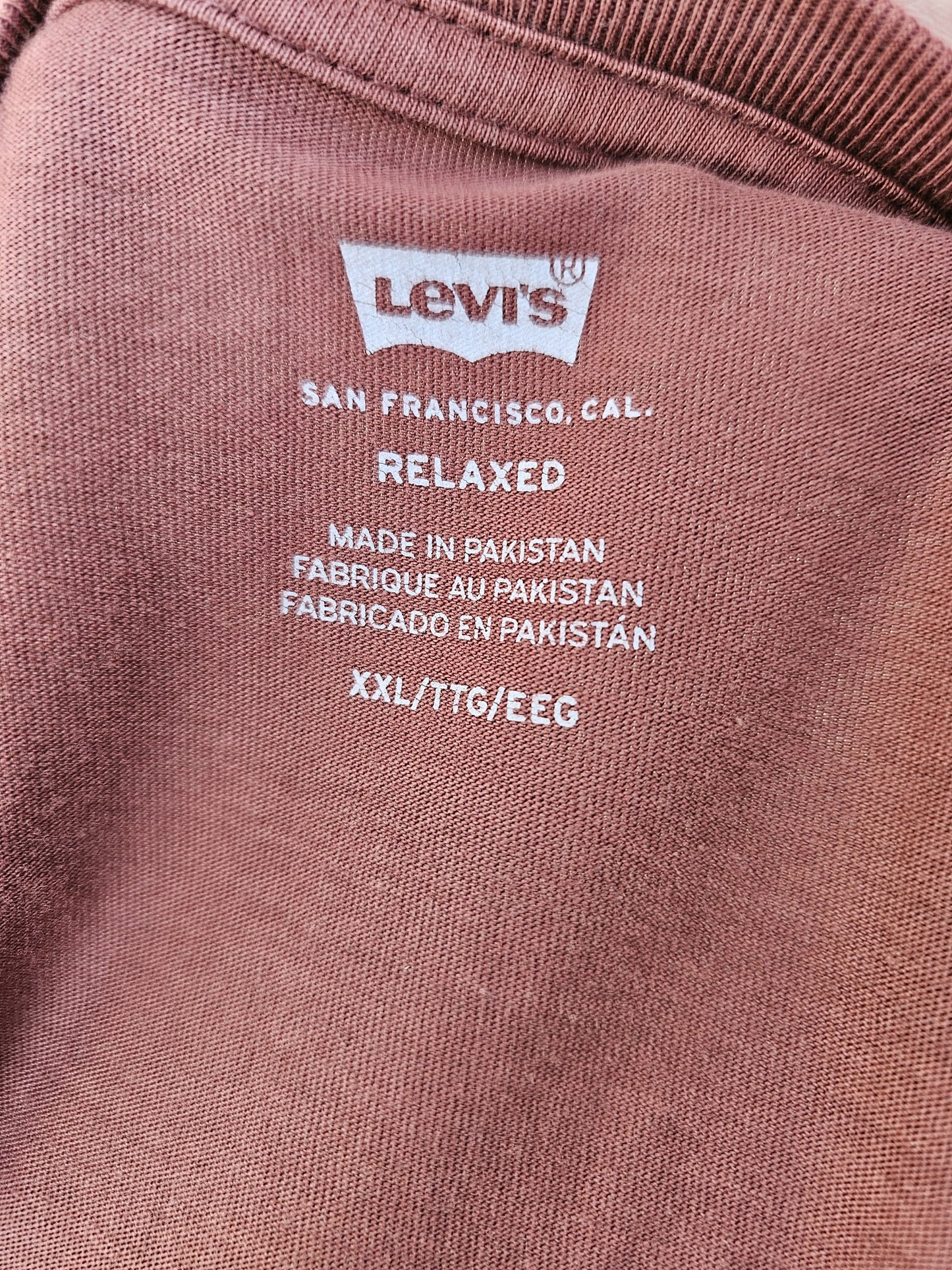 Mens Levi's Brown Short Sleeve T-Shirt Tee - XXL/Extra Extra Large 2XL