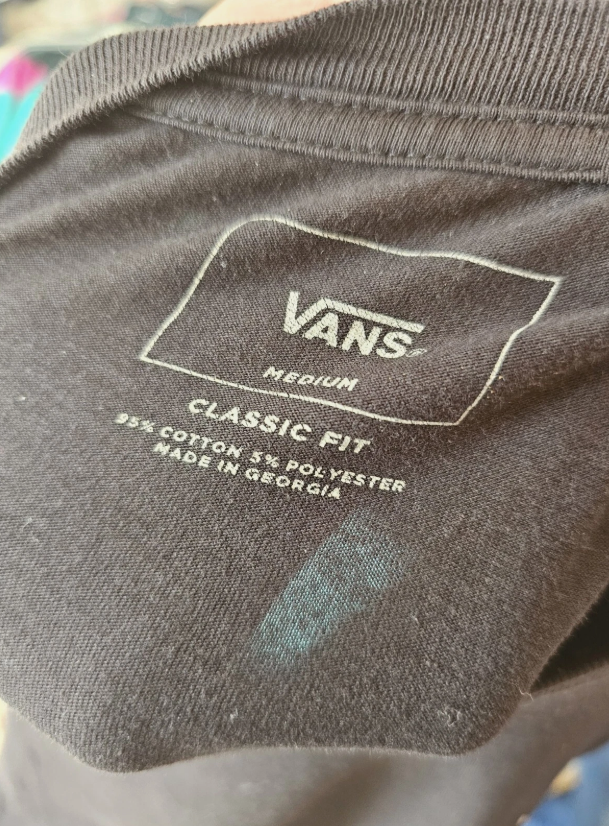 VANS Black & Grey Top Tee T-Shirt Short Sleeved - M/Medium