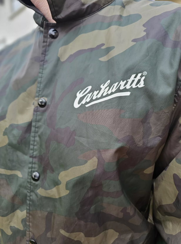 Carhartt WIP Button Up Camo Lined Coach Jacket Street Wear - L/Large