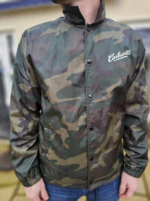 Carhartt WIP Button Up Camo Lined Coach Jacket Street Wear - L/Large