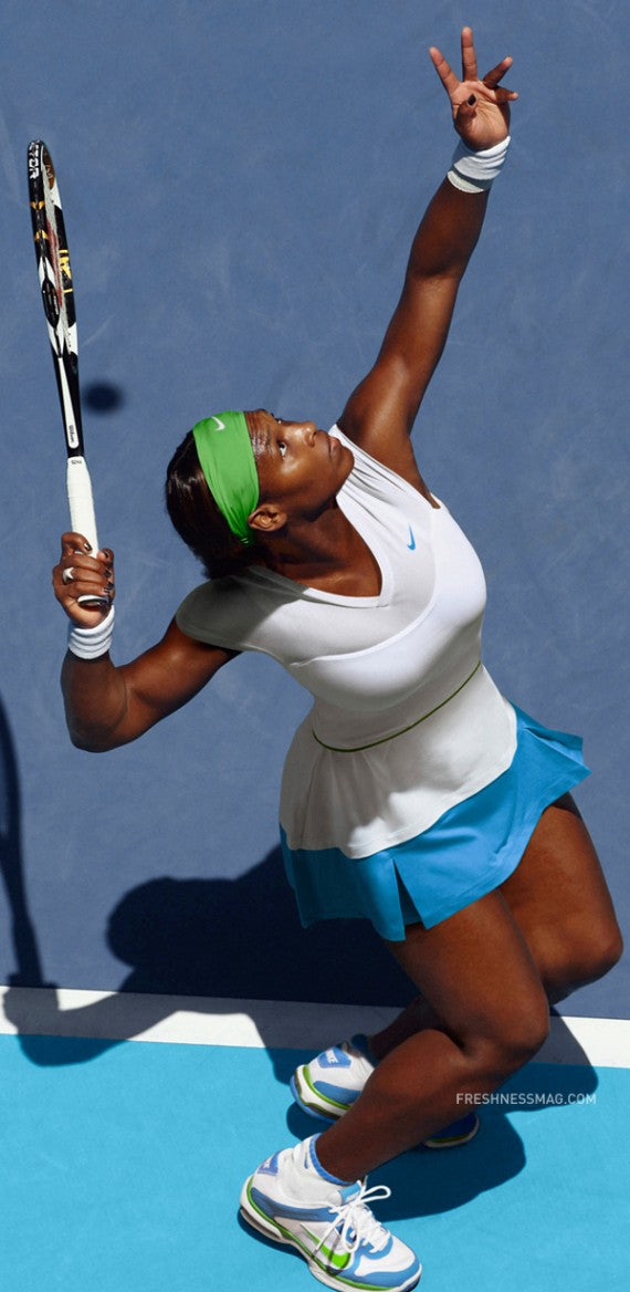 Nike X Serena Williams 2011 Australian Open Pleated Activewear Tennis Dress White/Blue - S/Small