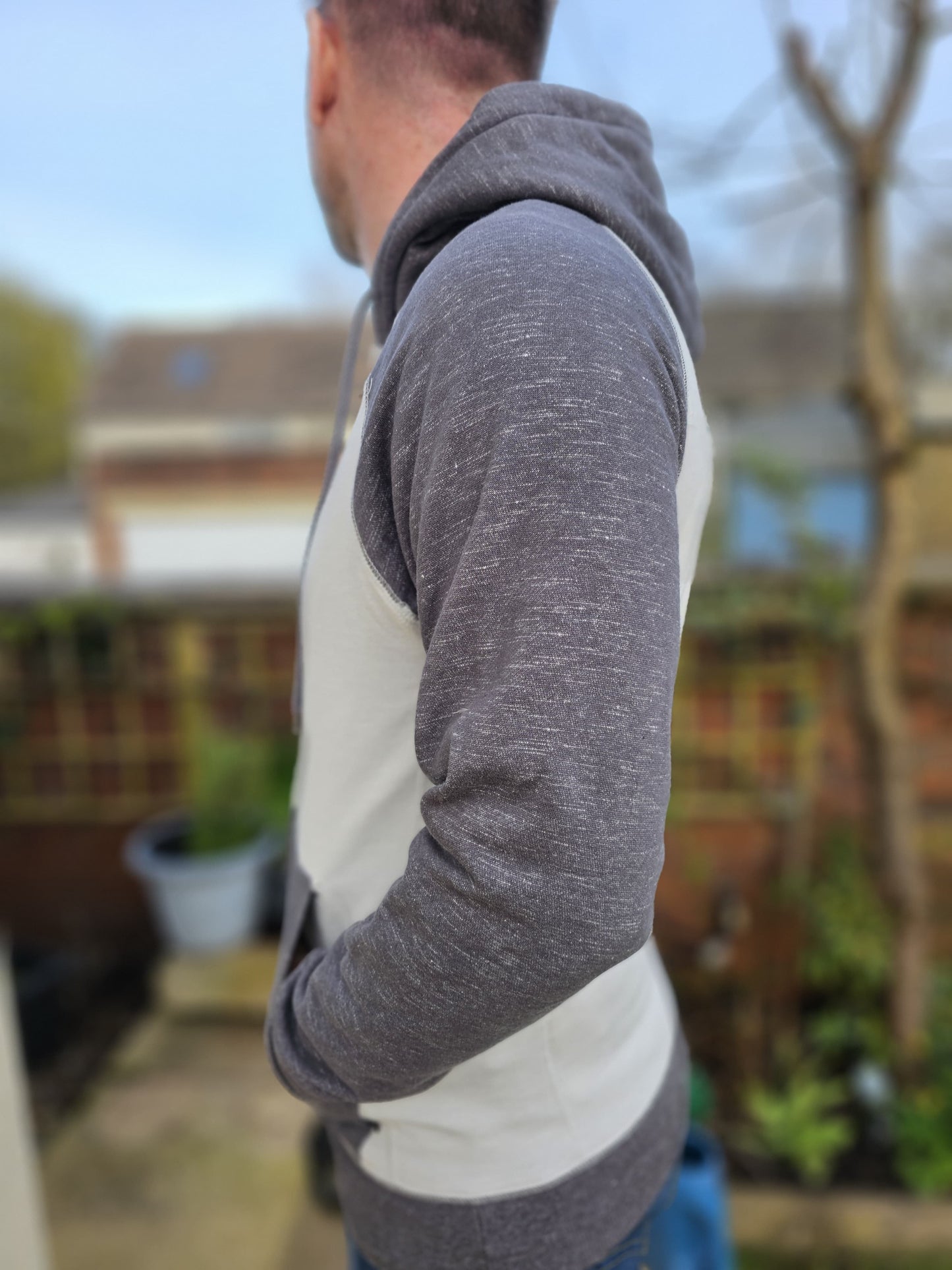 Billabong Pullover Grey/White Hoodie Full Zip Jacket - L/Large