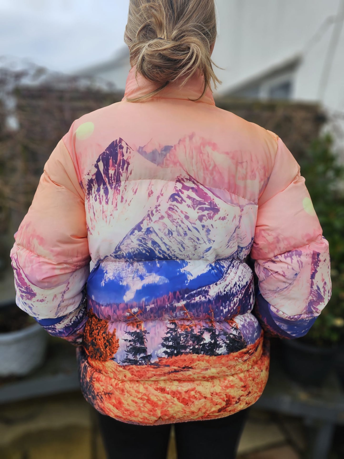 Women's Nasty Gal Mountain Print Puffer Jacket Coat - 8/10