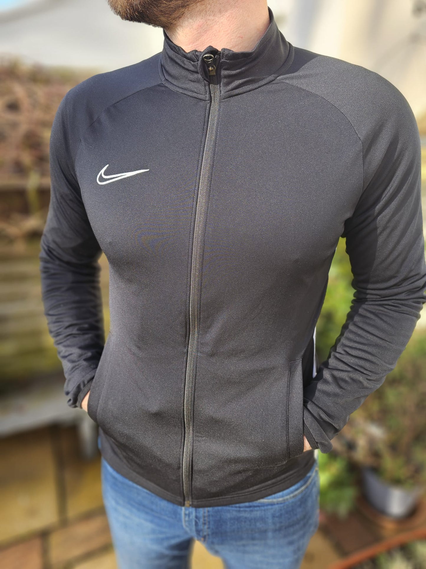Nike Dri-Fit Black Embroidered Tracksuit Trackie Jacket - M/Medium