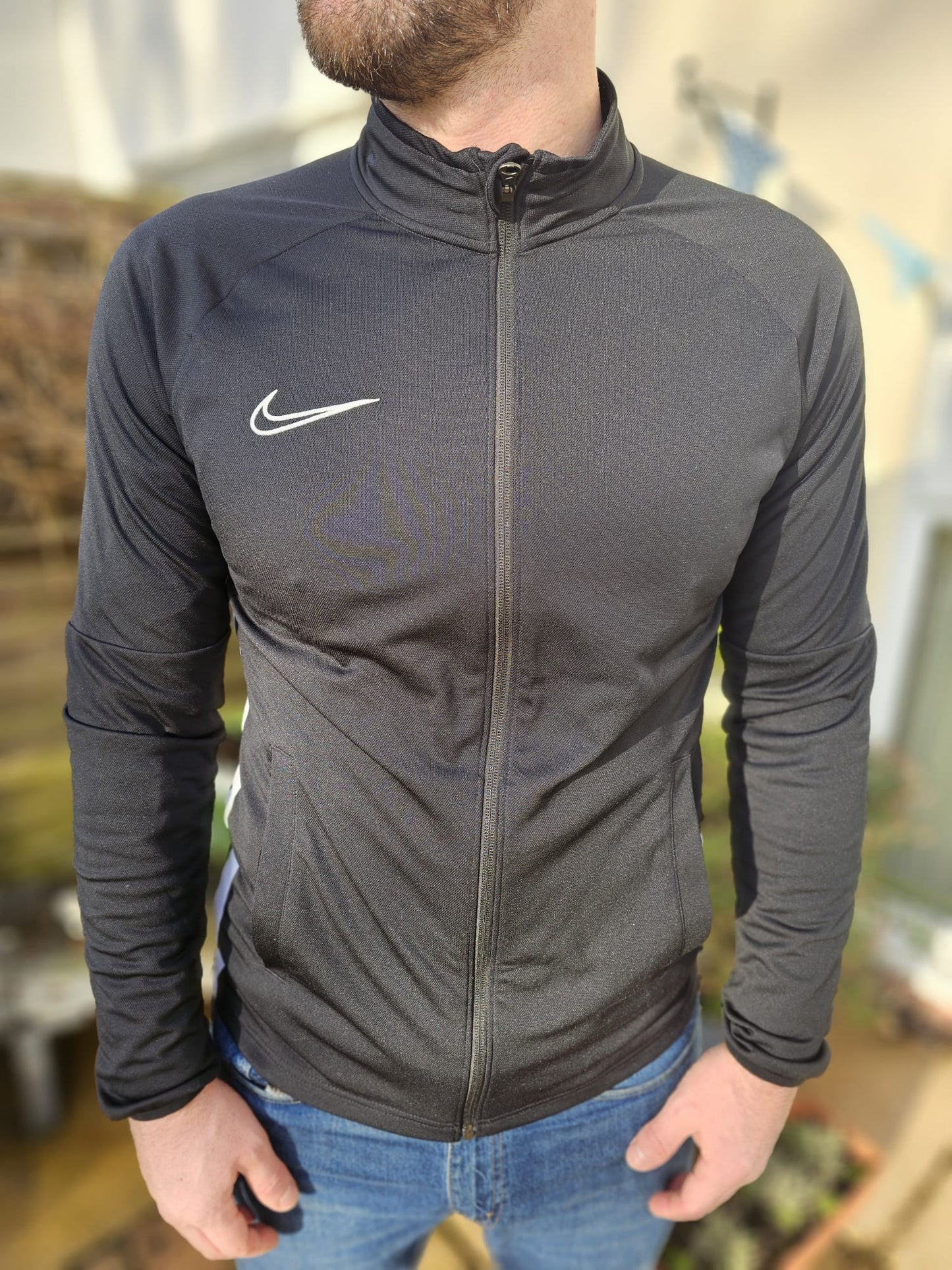 Nike Dri-Fit Black Embroidered Tracksuit Trackie Jacket - M/Medium